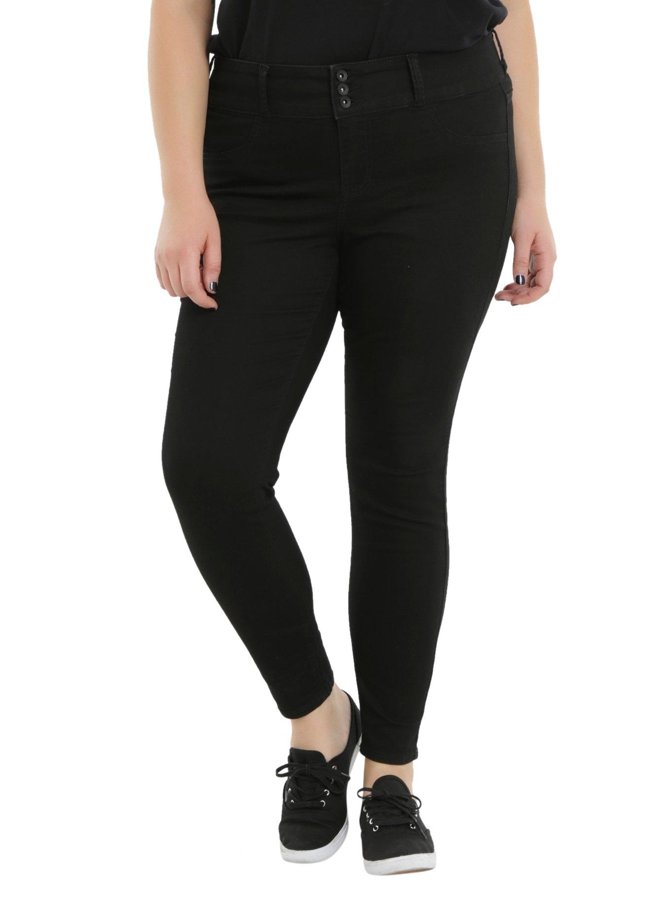 Blackheart Black Super Skinny Jeans Plus Size, BLACK, hi-res