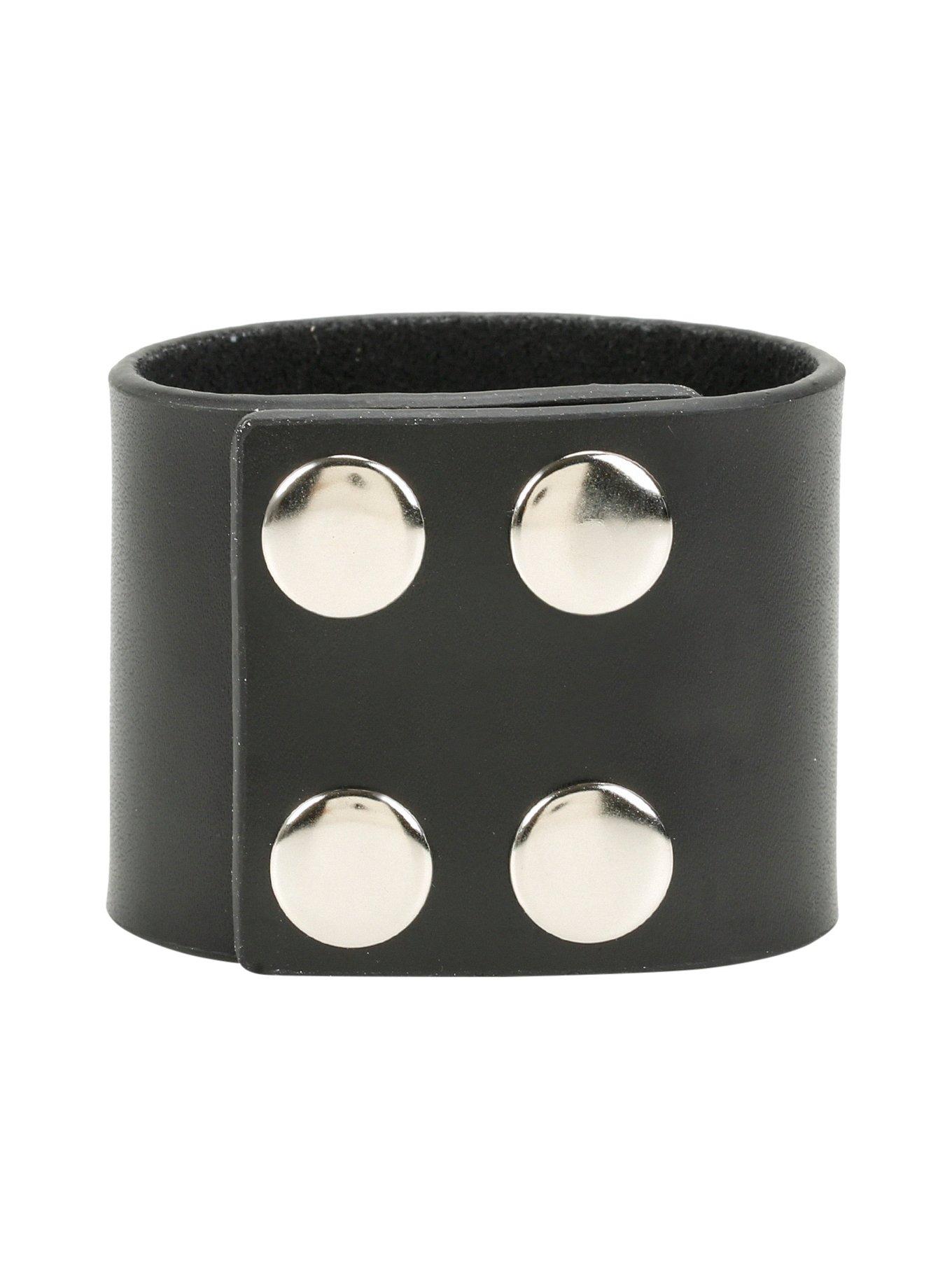 Black Faux Leather Cuff, , hi-res