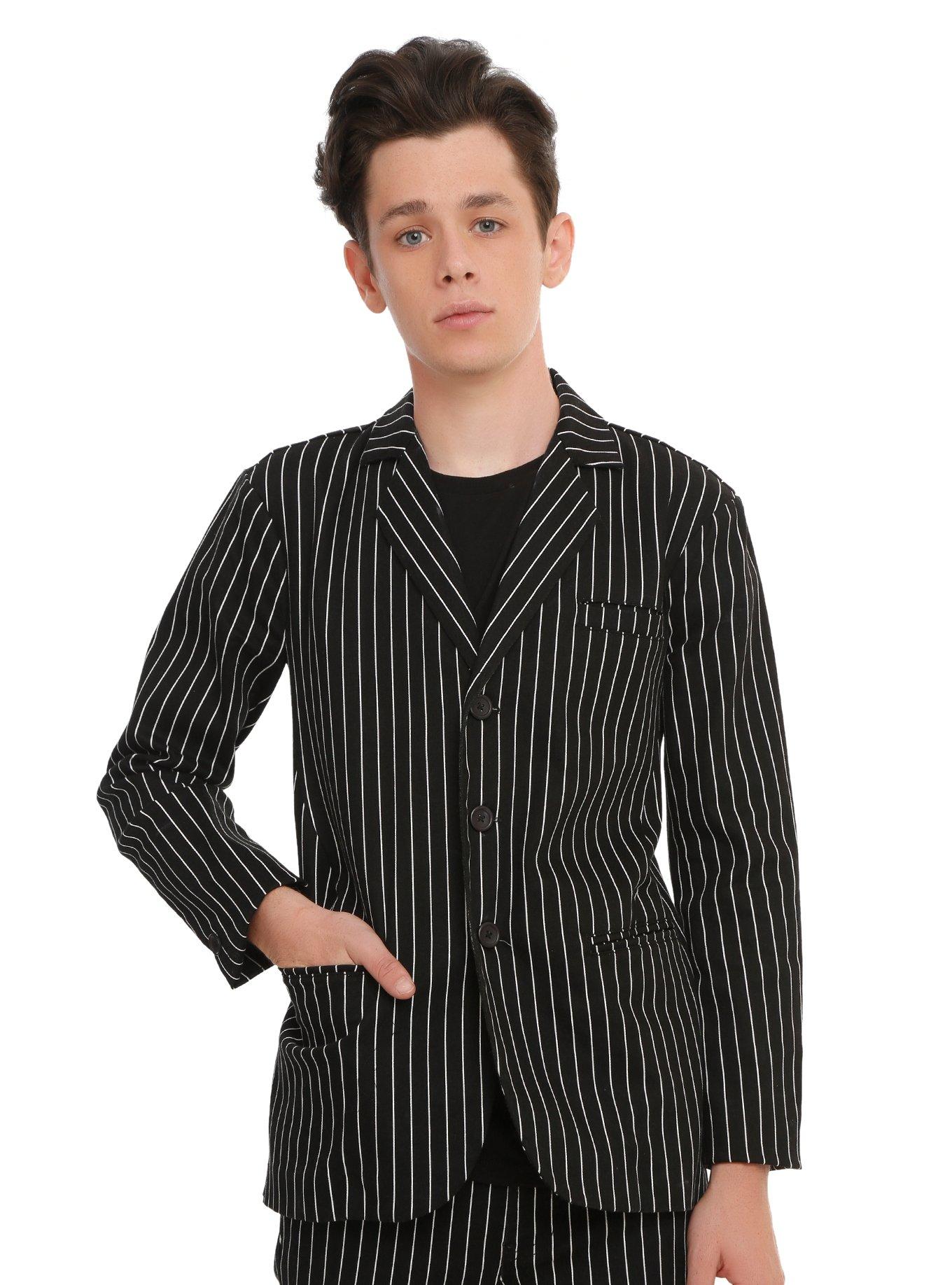 XXX RUDE Black & White Pinstripe Blazer, PINSTRIPE, hi-res