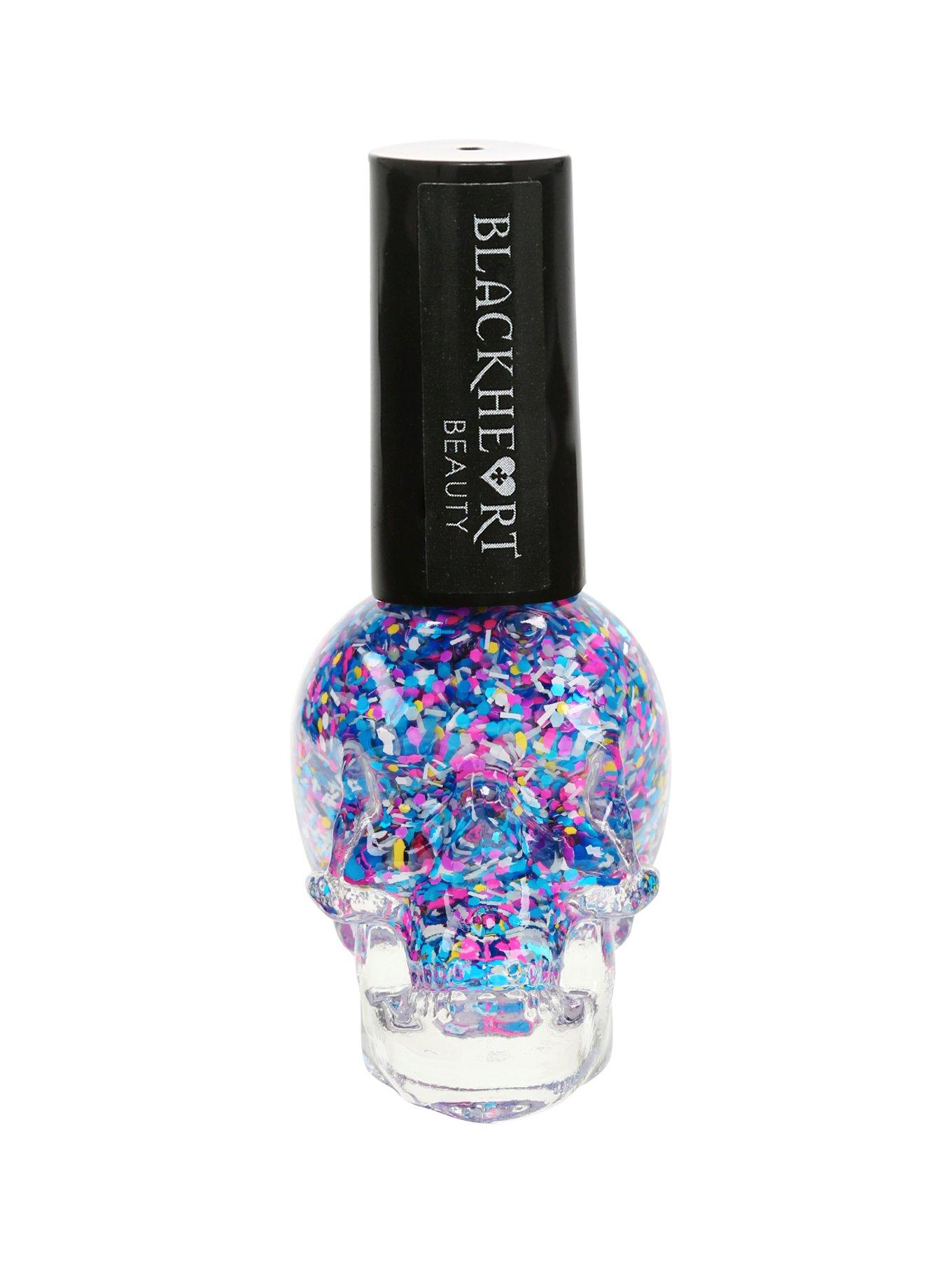 Blackheart Beauty Blue Pink & White Splatter Nail Polish, , hi-res