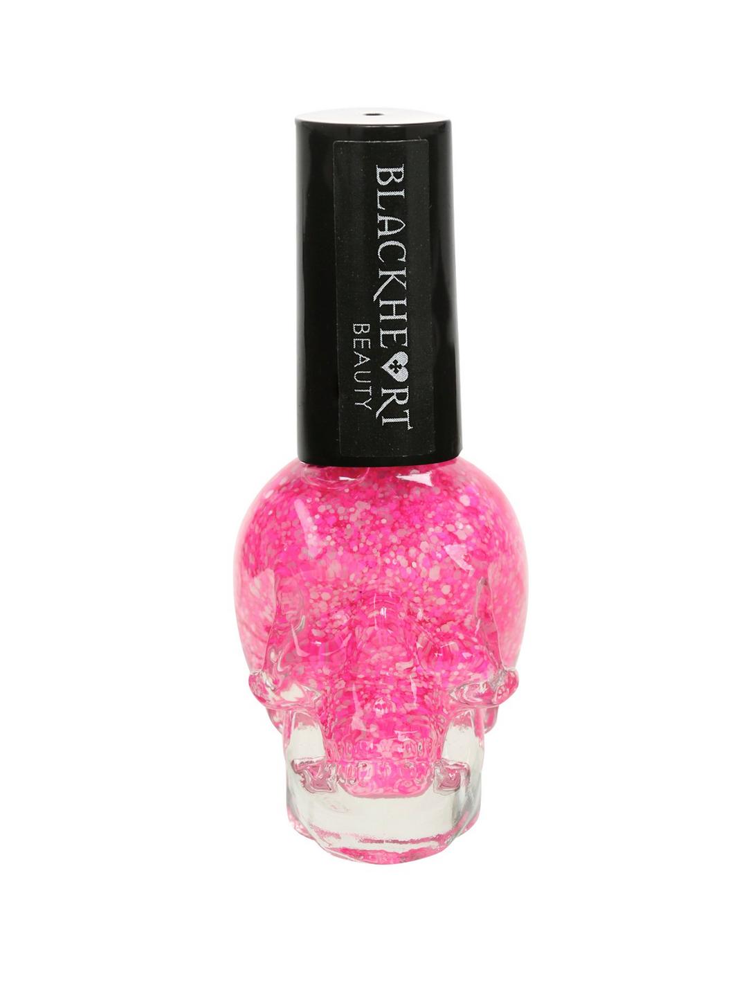 Blackheart Beauty Hot Pink & White Splatter Nail Polish, , hi-res