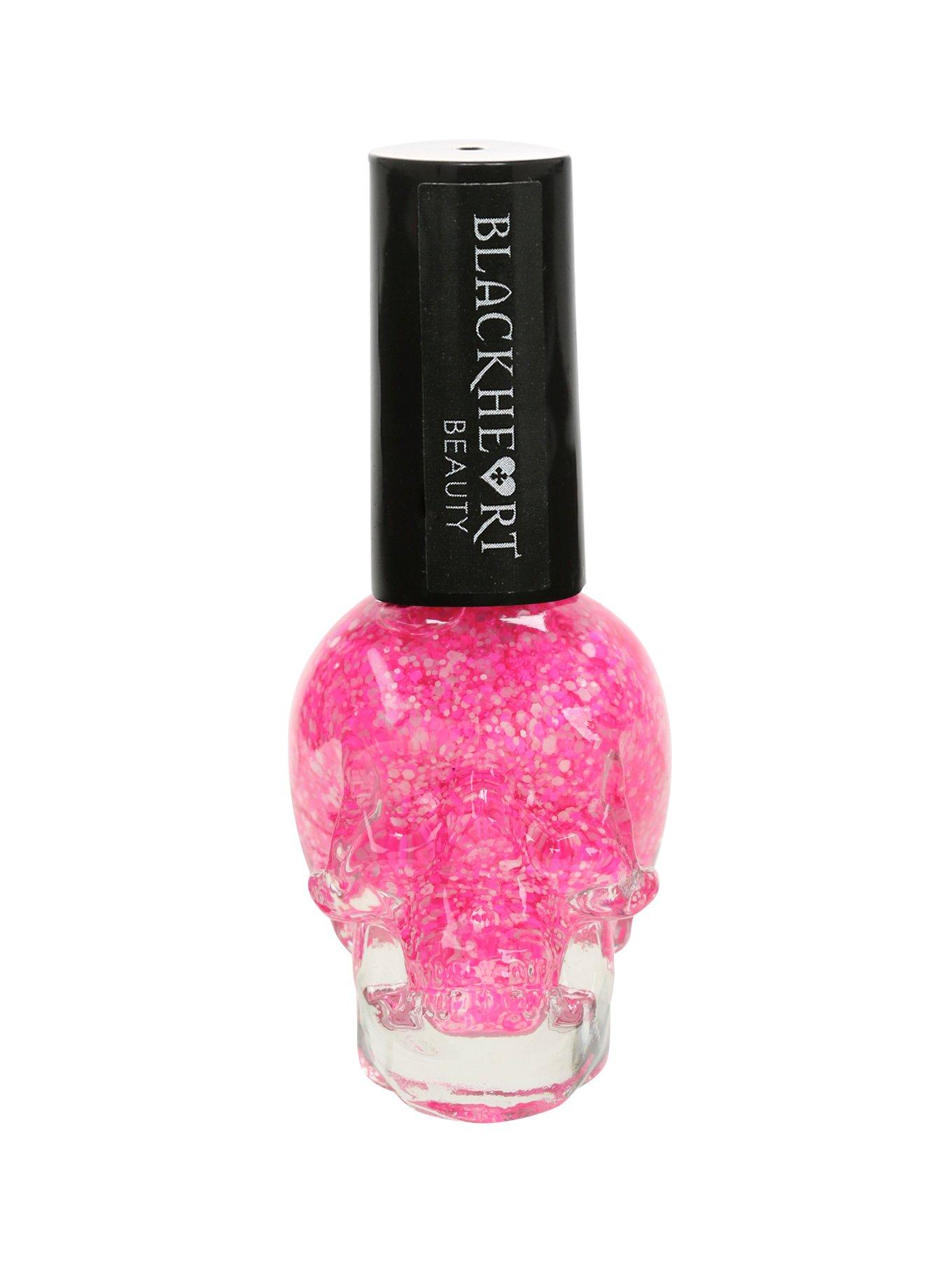 Blackheart Beauty Hot Pink & White Splatter Nail Polish, , hi-res