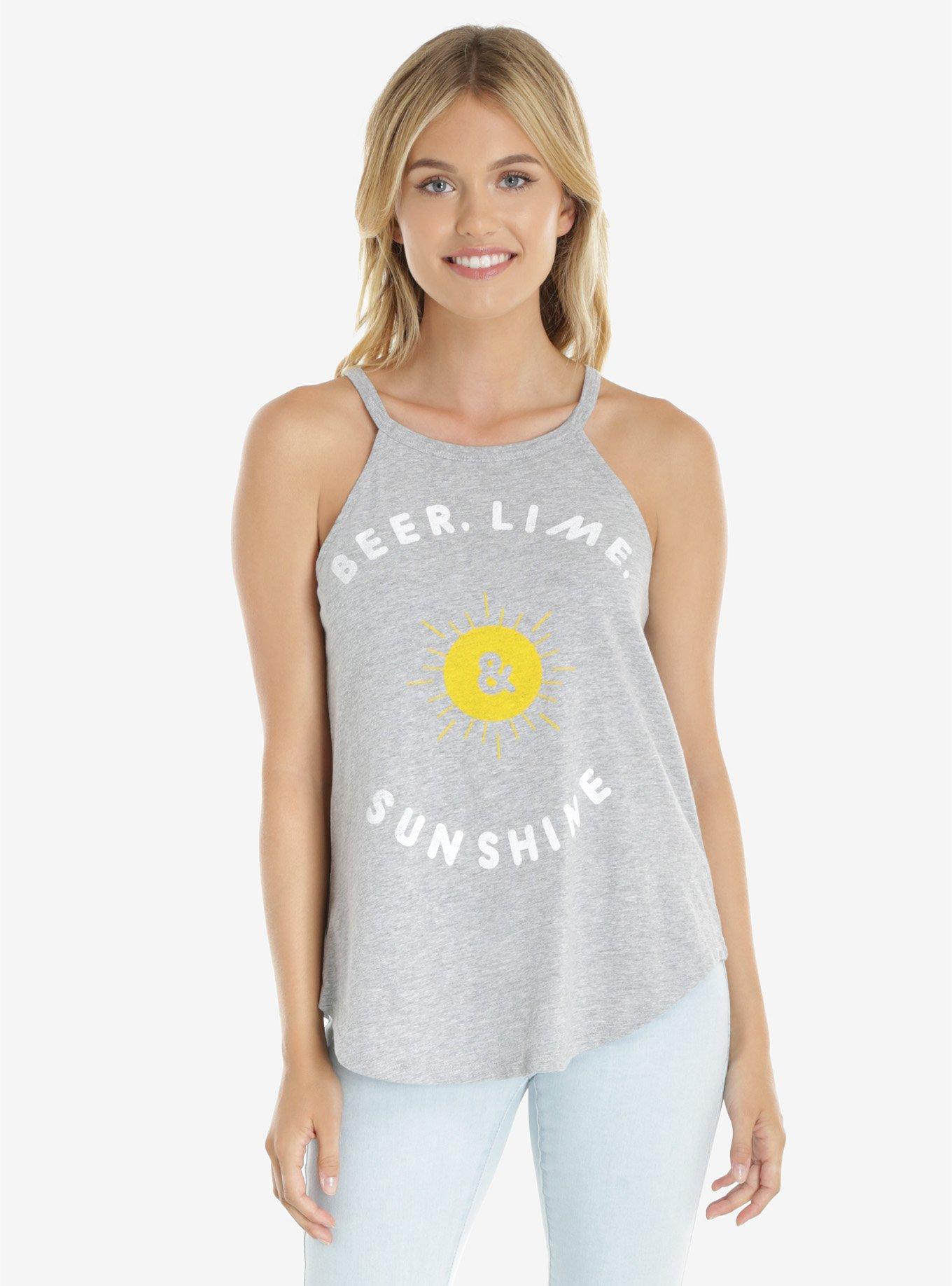 Beer Lime & Sunshine Womens Tank Top, GREY, hi-res