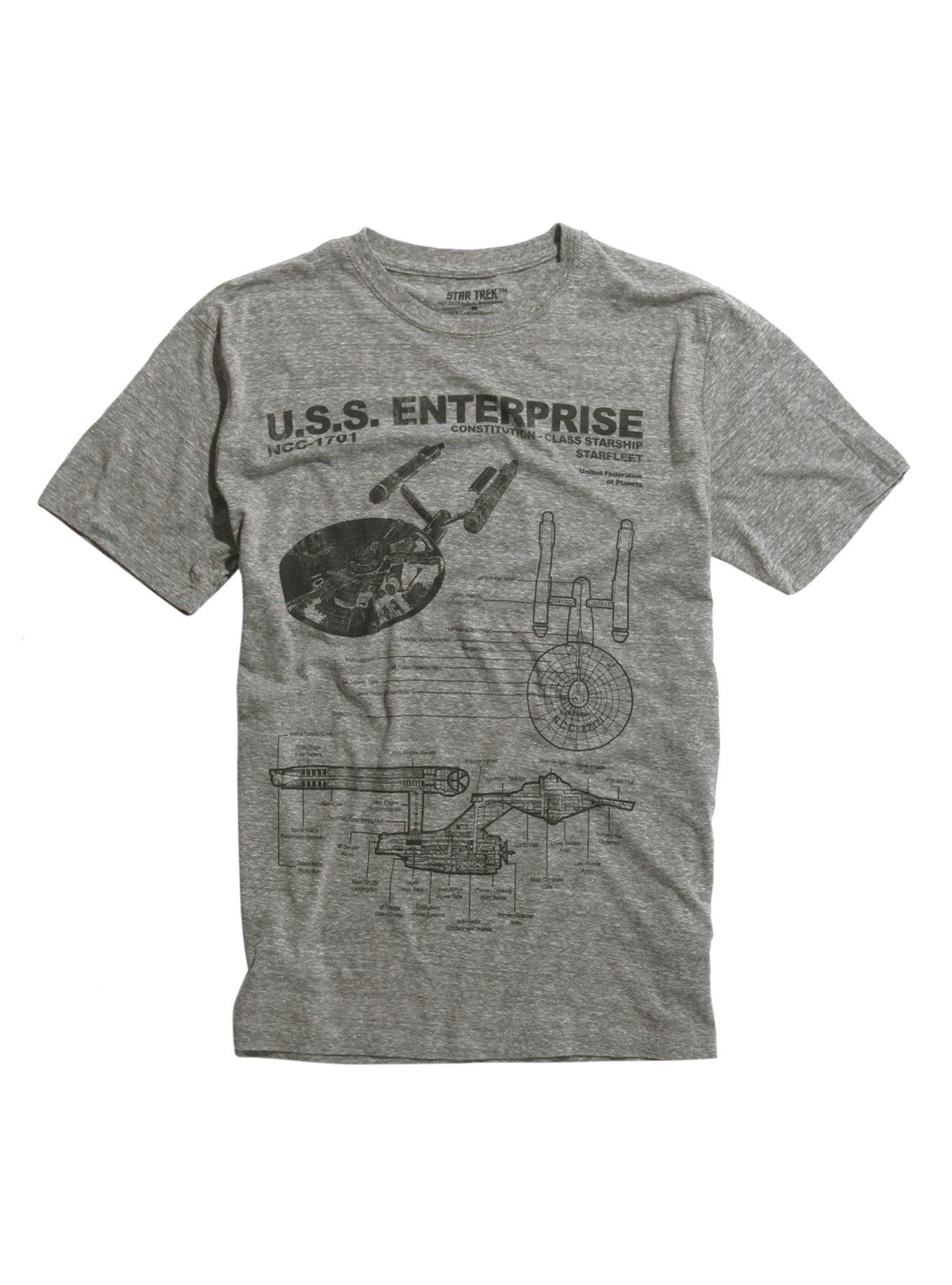 Star Trek U.S.S. Enterprise Schematic T-Shirt, BLACK, hi-res
