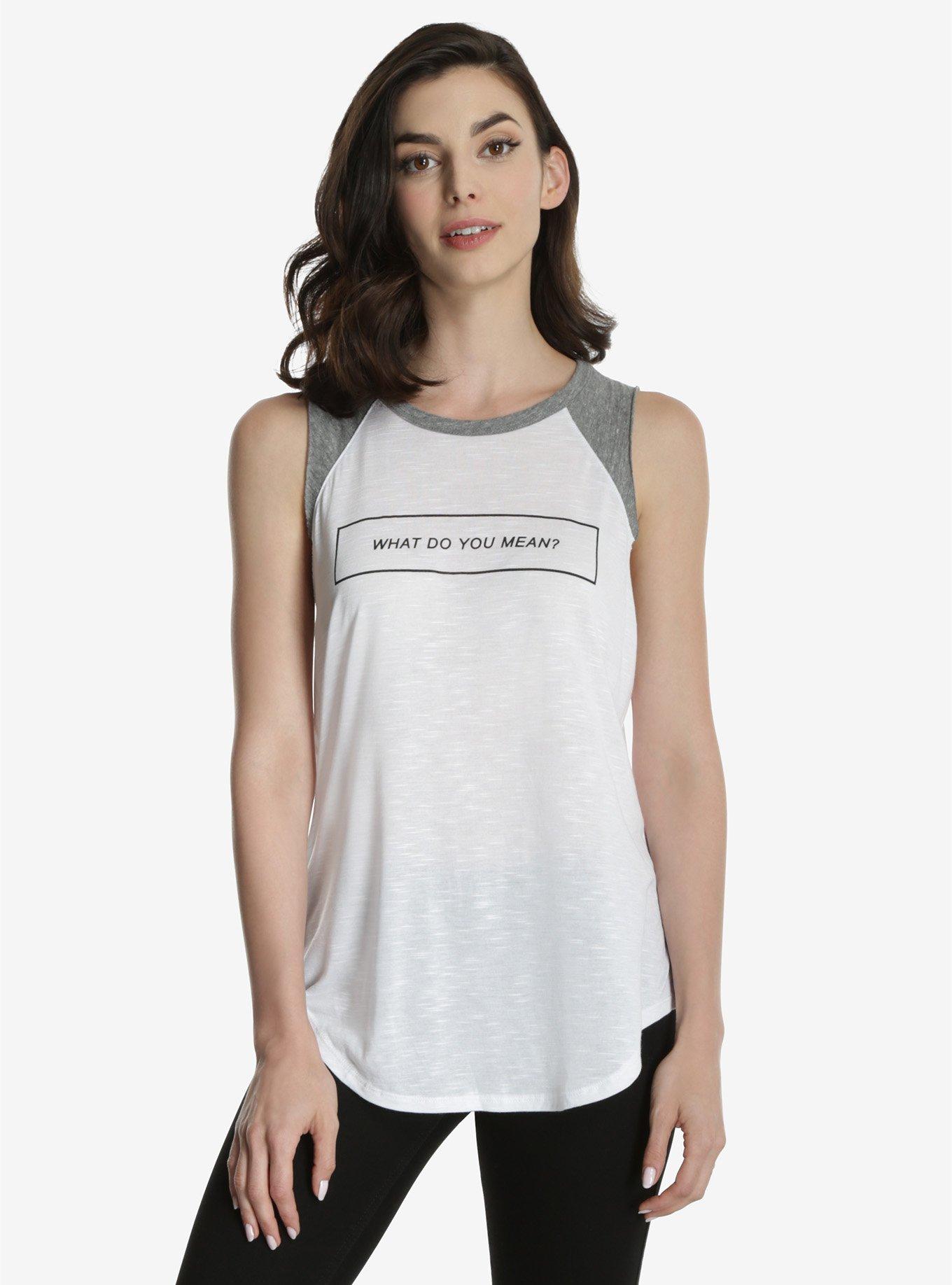 Justin Bieber What Do You Mean Womens Raglan Muscle Top, WHITE, hi-res