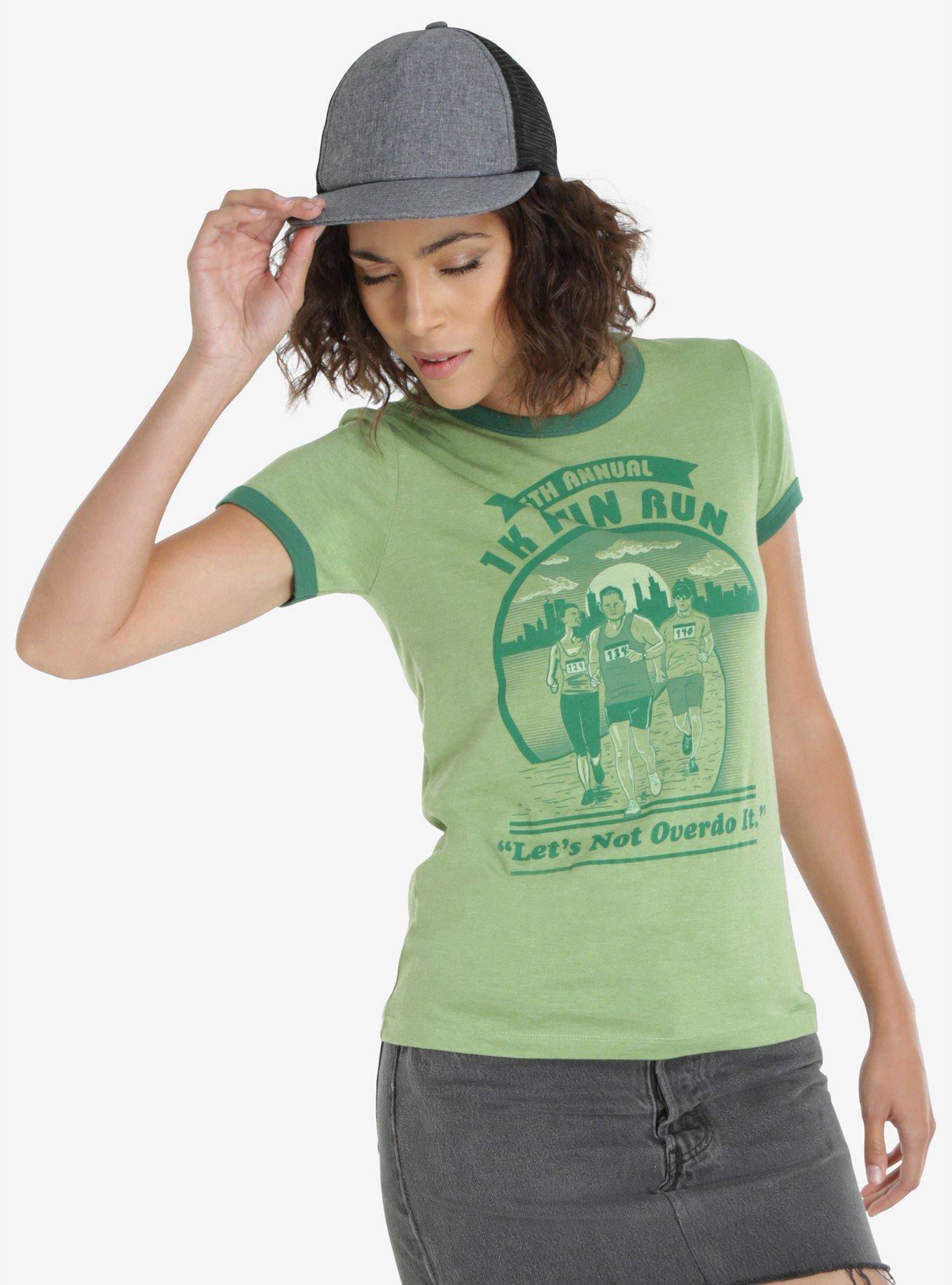 1K Fun Run Womens Ringer Tee, GREEN, hi-res