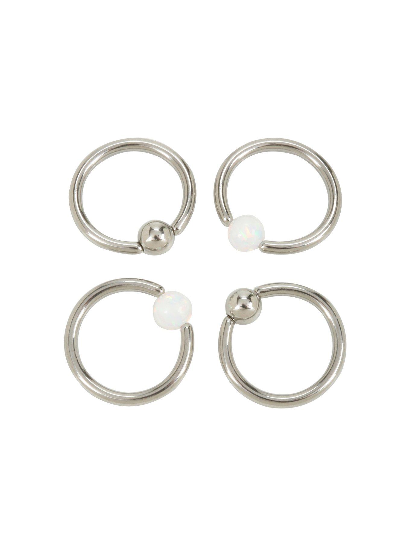 Steel Opal Bead Captive Hoop 4 Pack Hot Topic