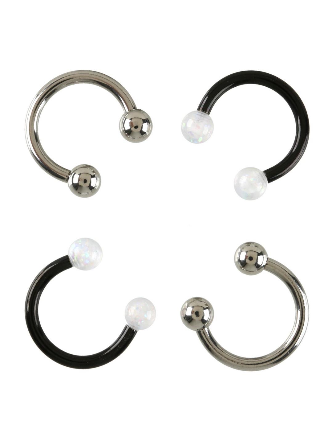 Steel Black Opal & Silver Circular Barbell 4 Pack, , hi-res