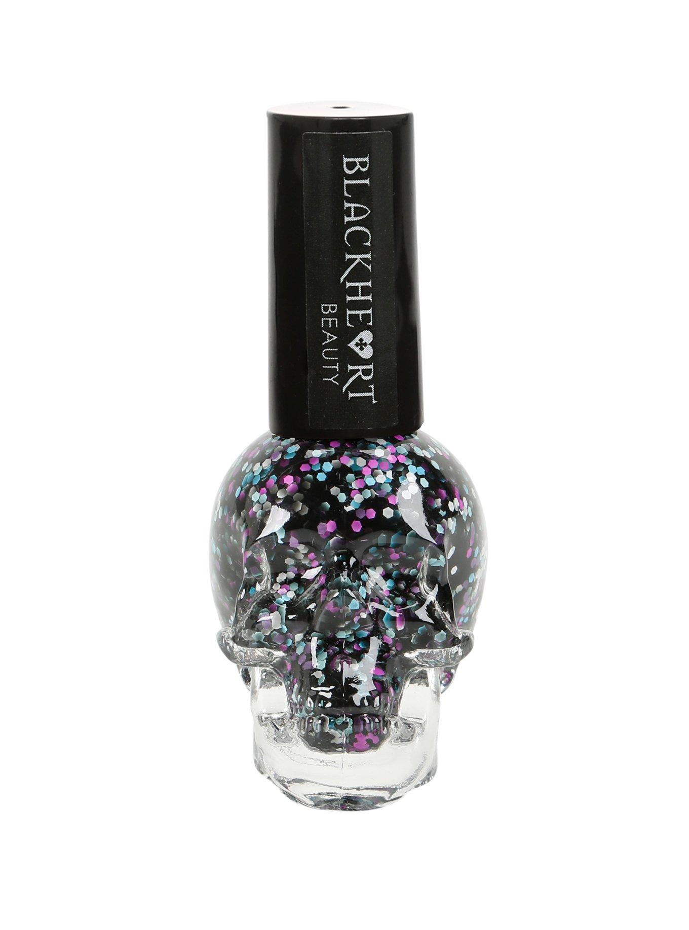 Blackheart Beauty Black With Confetti Splatter Nail Polish, , hi-res