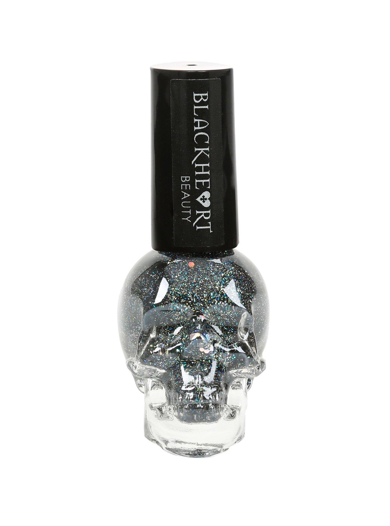 Blackheart Beauty Black Base With Blue Glitter Nail Polish, , hi-res