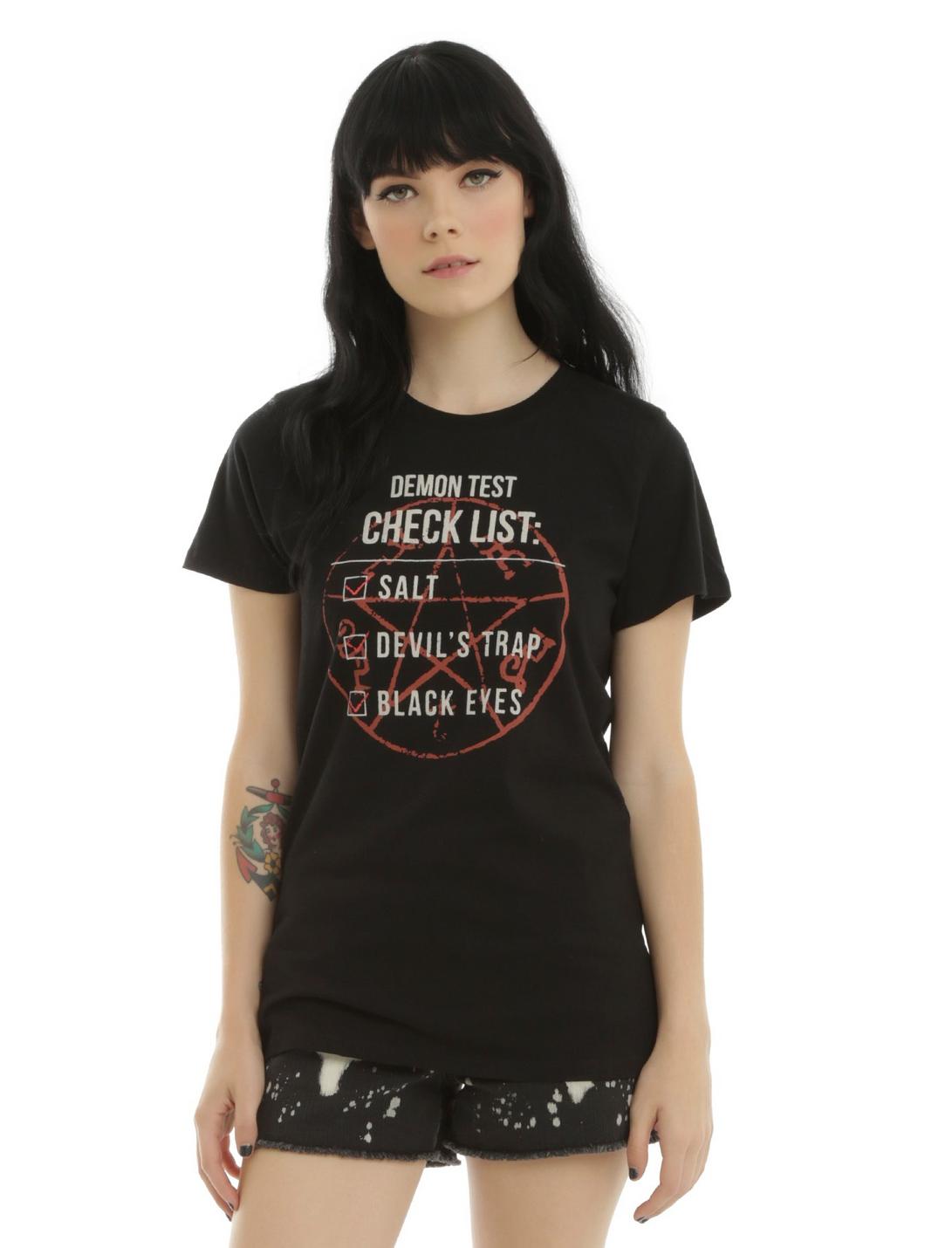 Supernatural Demon Test Checklist Girls T-Shirt, BLACK, hi-res