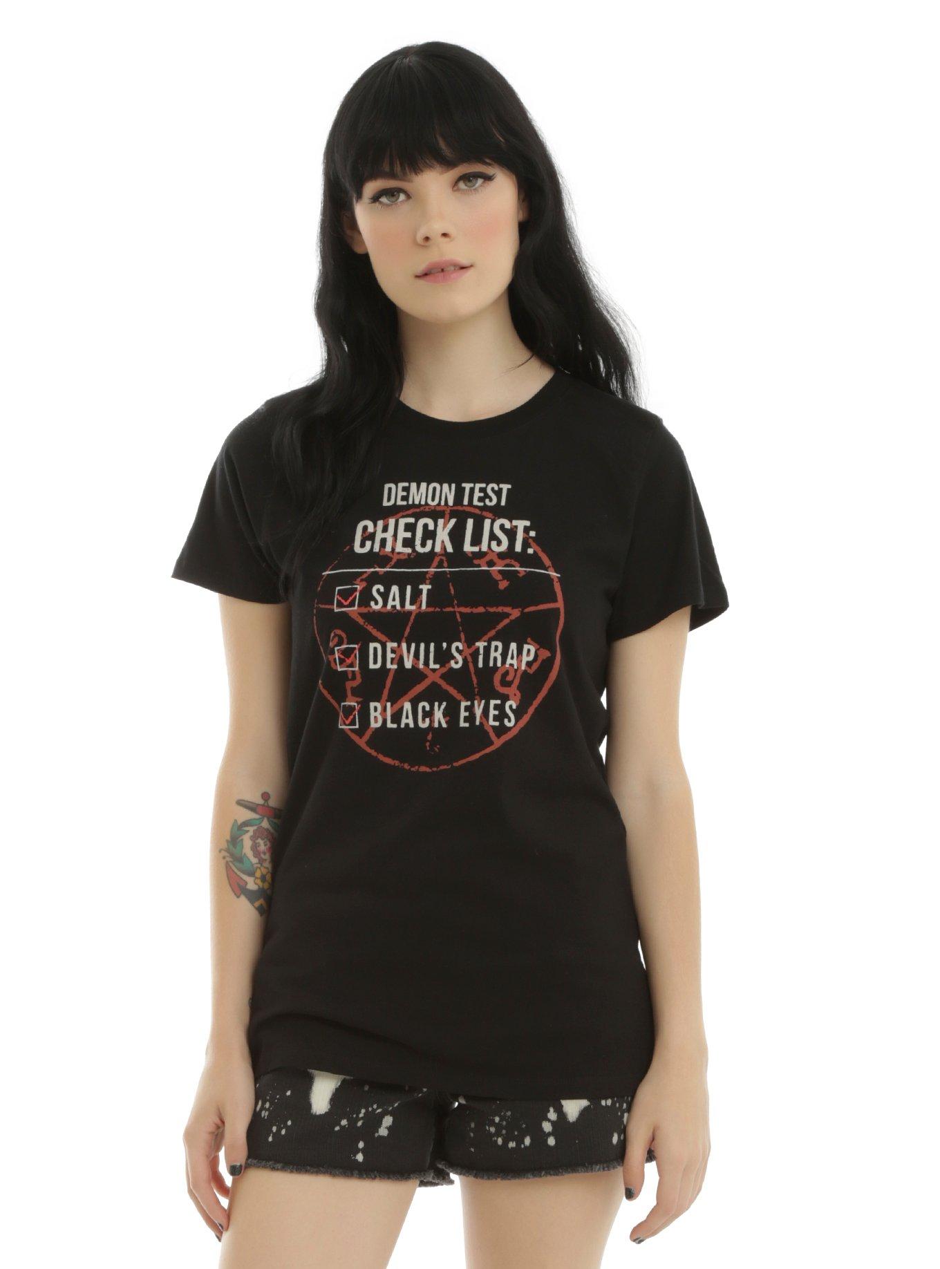 Supernatural Demon Test Checklist Girls T-Shirt, BLACK, hi-res