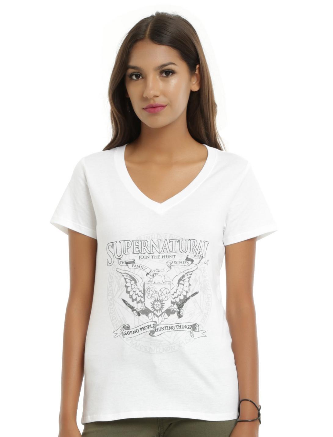 Supernatural Family Business Crest Girls T-Shirt, WHITE, hi-res