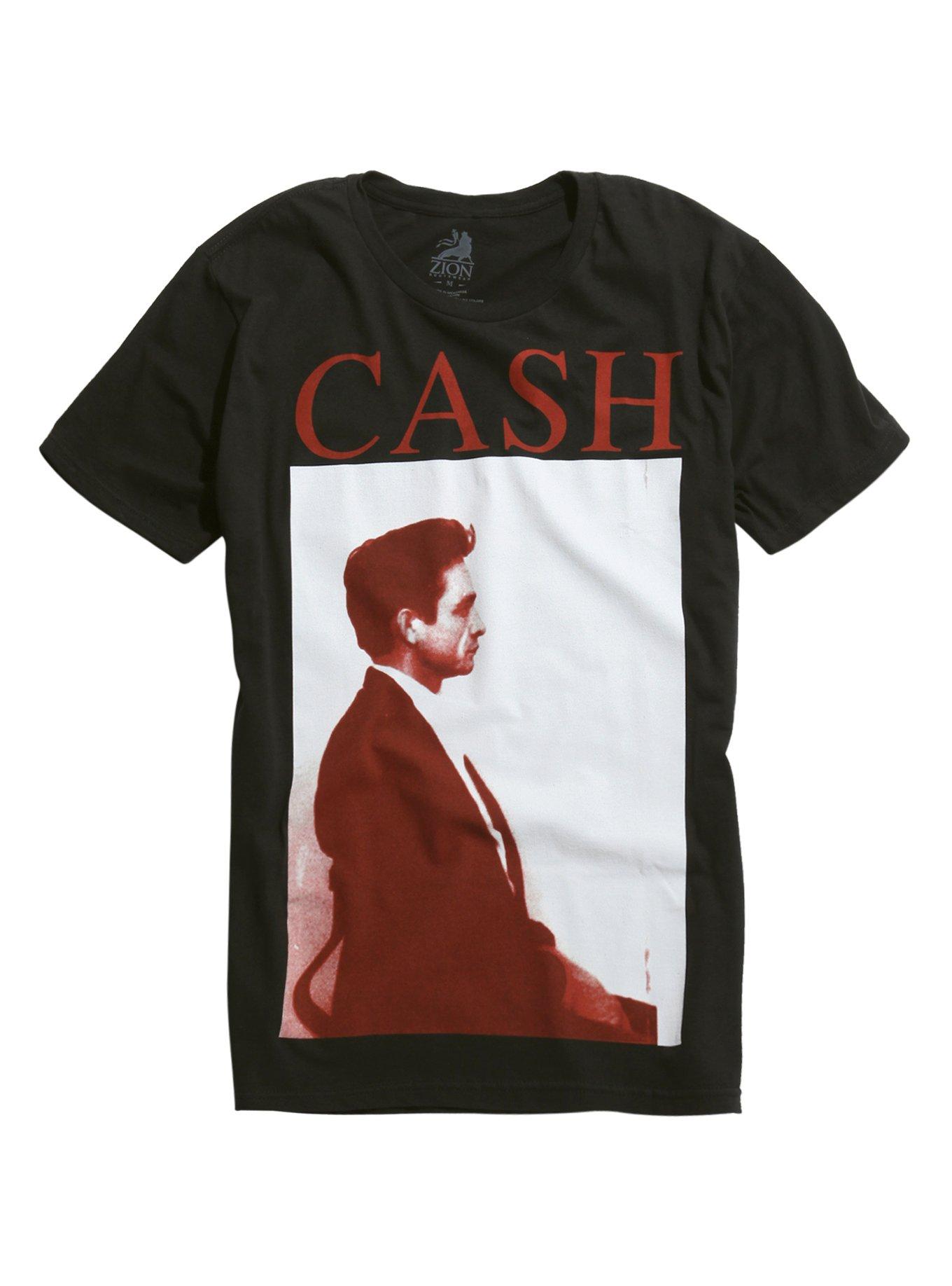 Johnny Cash Mugshot Profile T-Shirt, BLACK, hi-res