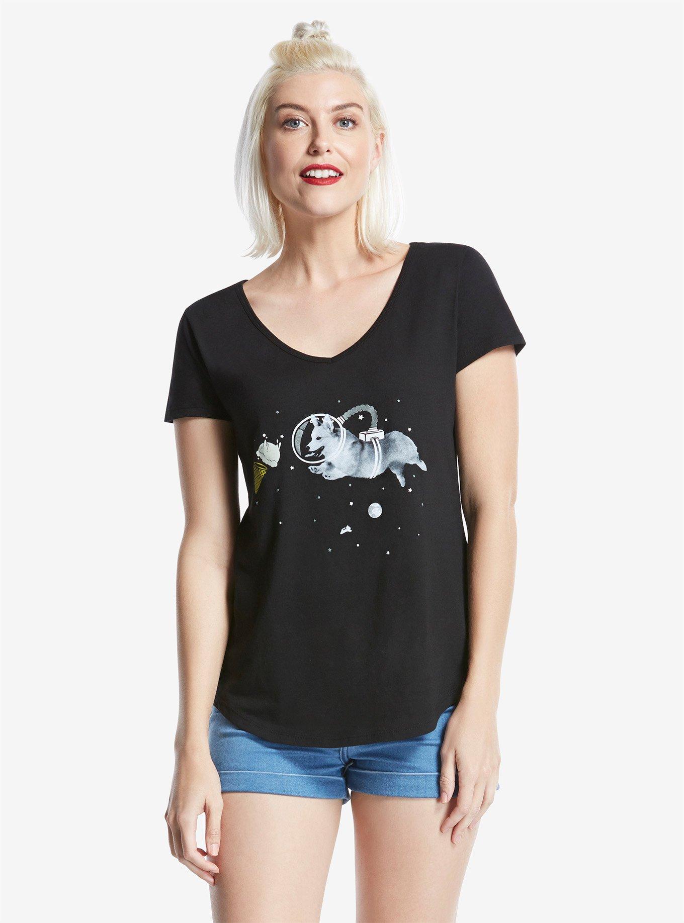 &ldquo;Corgi-Naut&rdquo; By Threadless Artist Phil Tseng Womens Tee, BLACK, hi-res