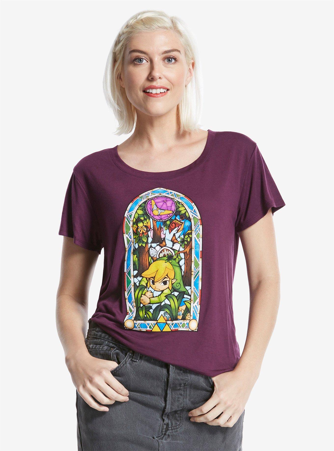 Nintendo The Legend Of Zelda Stained Glass Womens Tee, EGGPLANT, hi-res