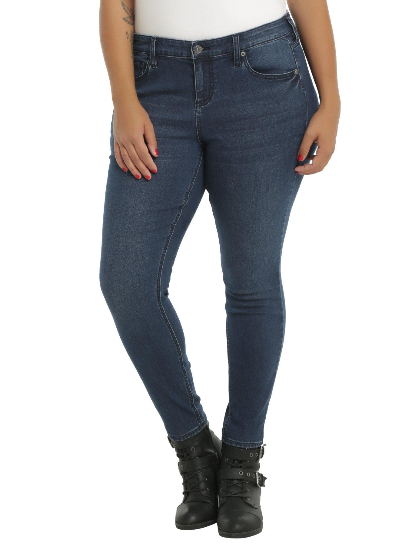 Blackheart Medium Indigo Skinny Jeans Plus Size, INDIGO WASH, hi-res