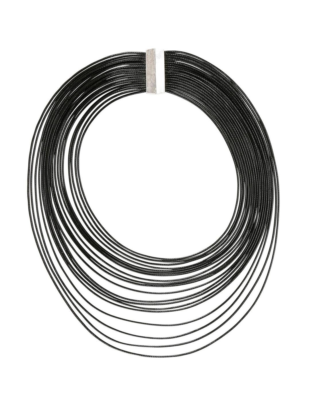 Black Multi-Cord Bib Necklace, , hi-res
