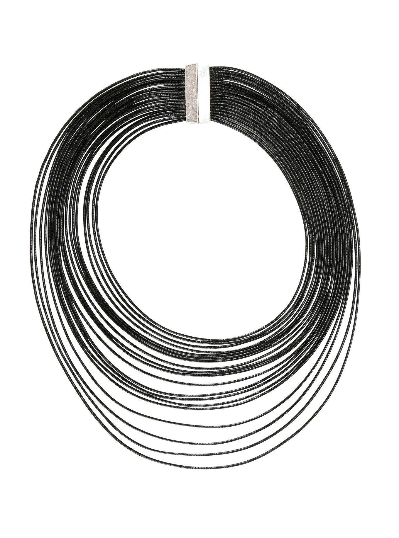 Black Multi-Cord Bib Necklace, , hi-res