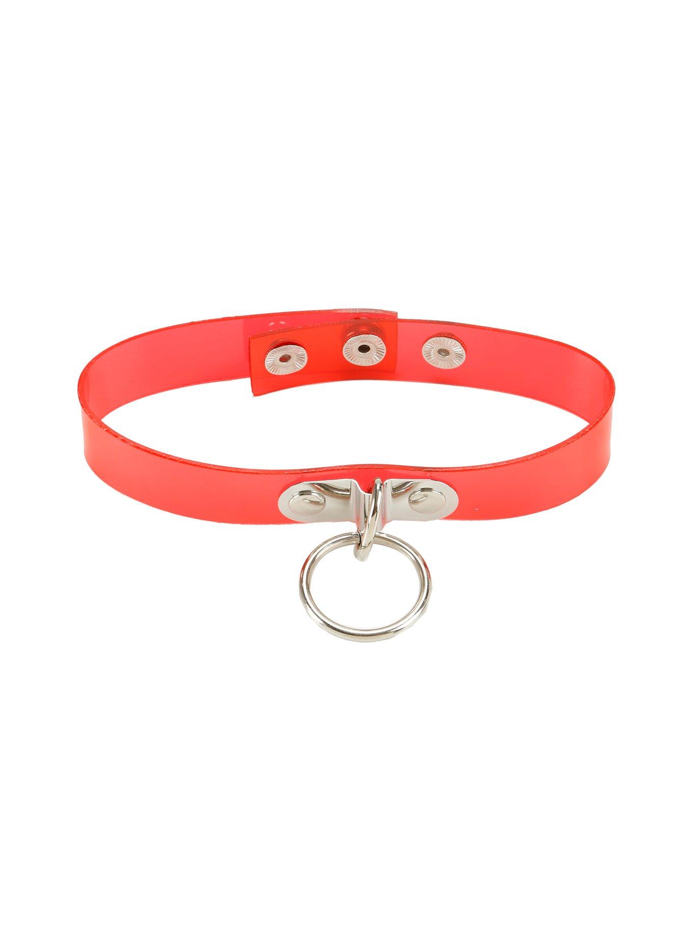 Blackheart Transparent Red O-Ring Choker, , hi-res