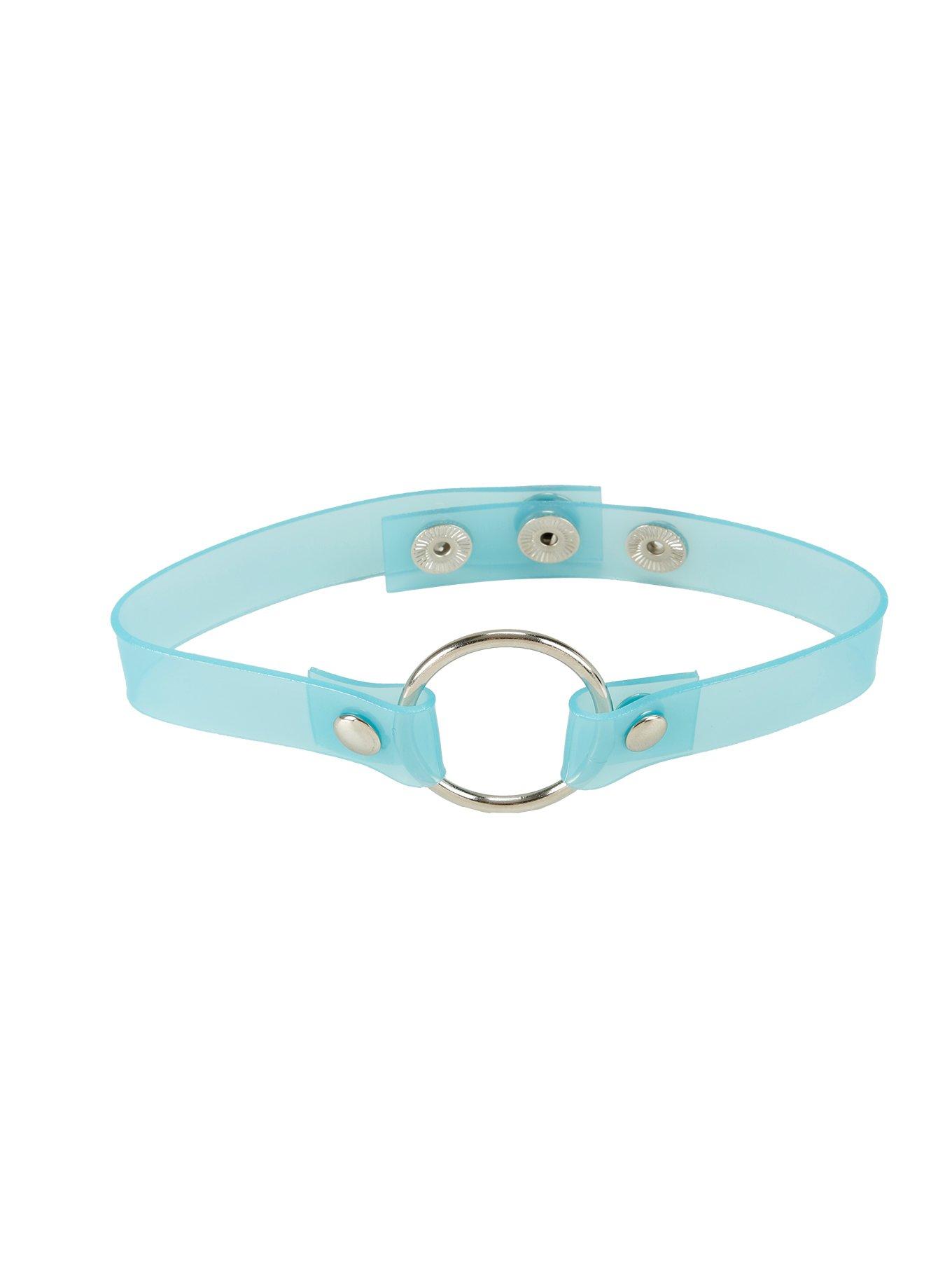 Blackheart Transparent Turquoise O-Ring Choker, , hi-res