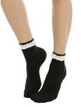 Blackheart White & Black Lace Detail Ankle Socks, , hi-res