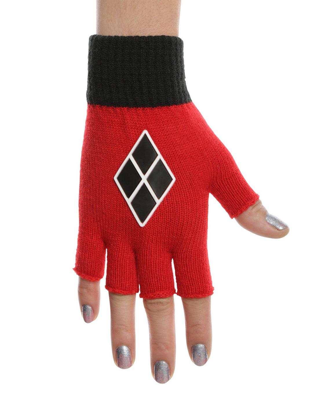 DC Comics Harley Quinn Diamonds Fingerless Gloves, , hi-res