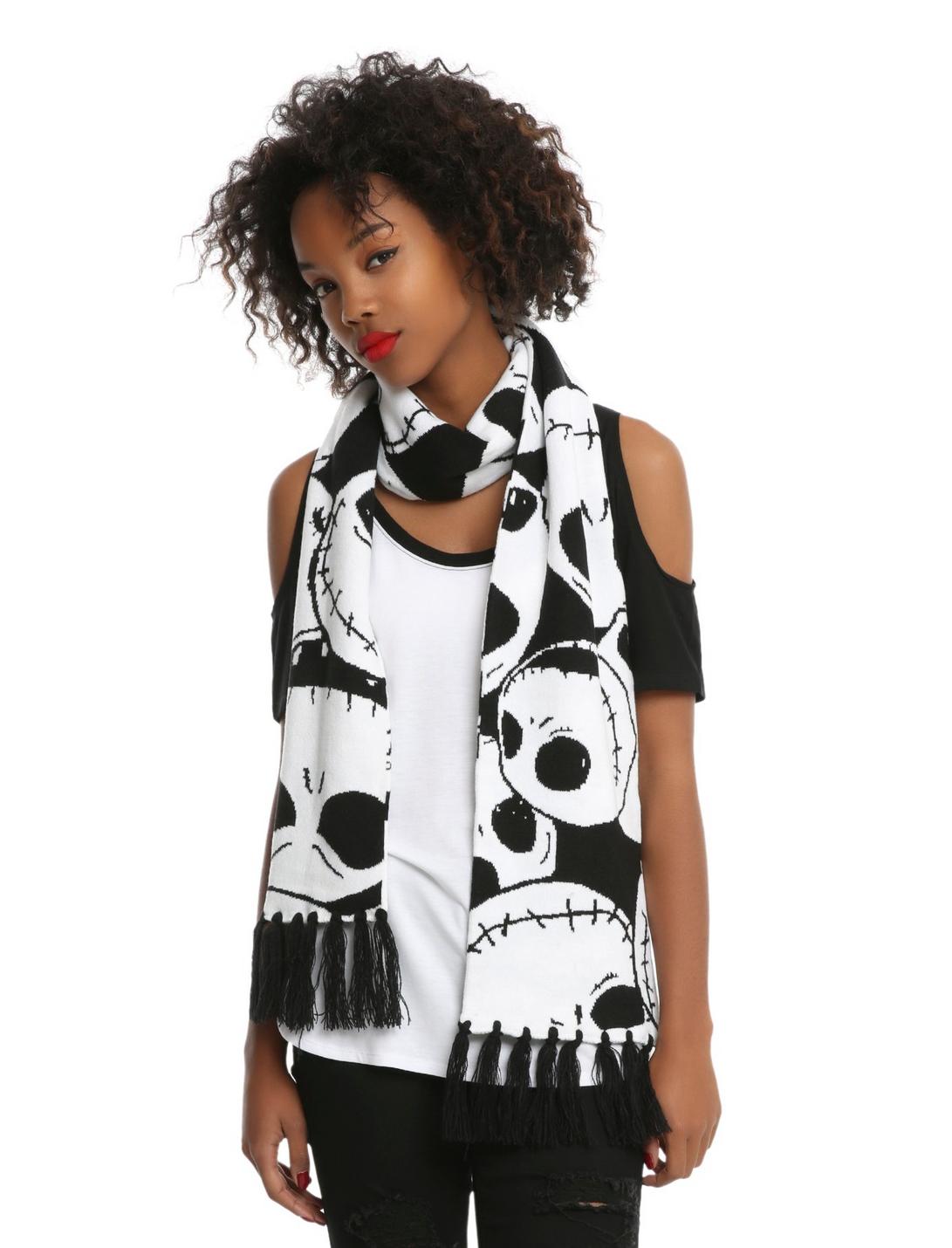 The Nightmare Before Christmas Jack Face Knit Scarf, , hi-res