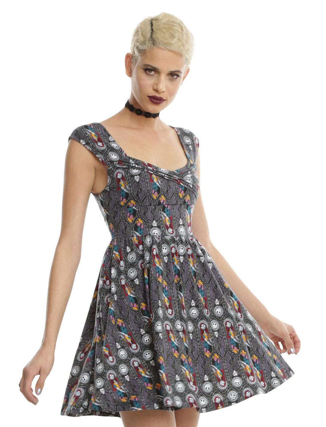 The Nightmare Before Christmas Stained Glass Dress, BLACK, hi-res