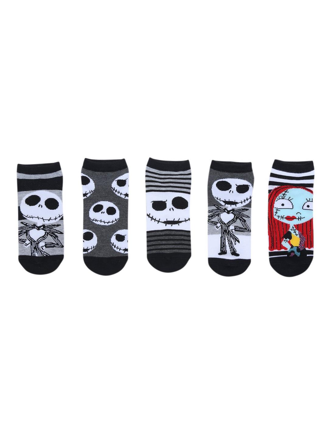 The Nightmare Before Christmas Jack & Sally Stripes No-Show Socks 5 Pair, , hi-res