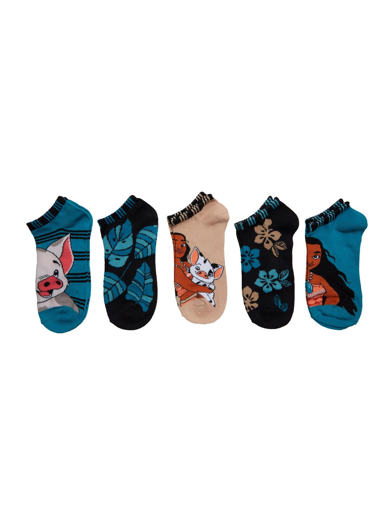 Disney Moana No-Show Socks 5 Pair, , hi-res