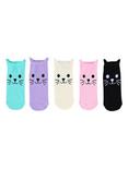 Blackheart Pastel Cat No-Show Socks 5 Pair, , hi-res
