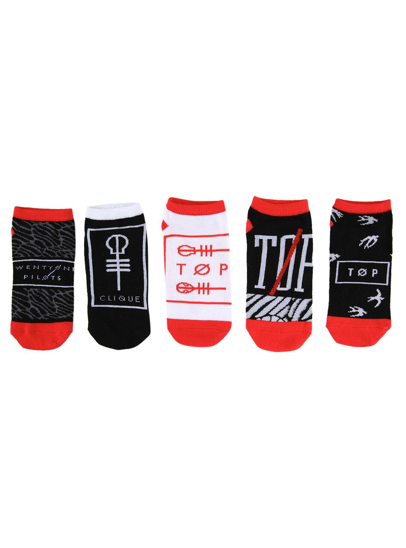 Twenty One Pilots No-Show Socks 5 Pack, , hi-res