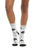 XXX RUDE Black & White Cat Crew Socks, , hi-res