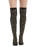 Blackheart Steampunk Lace-Up Print Over-The-Knee Socks, , hi-res
