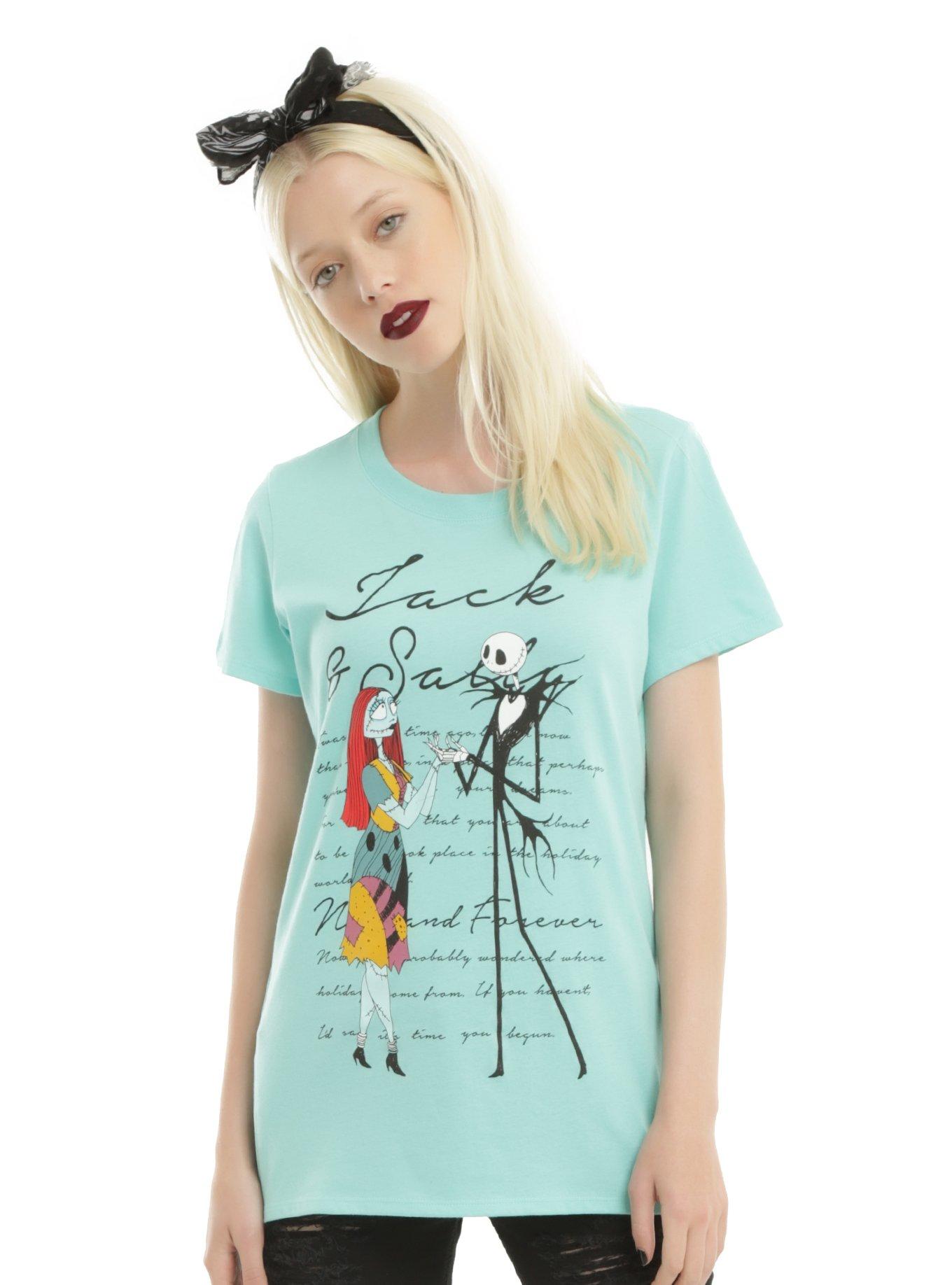 The Nightmare Before Christmas Jack & Sally Girls T-Shirt, MINT GREEN, hi-res