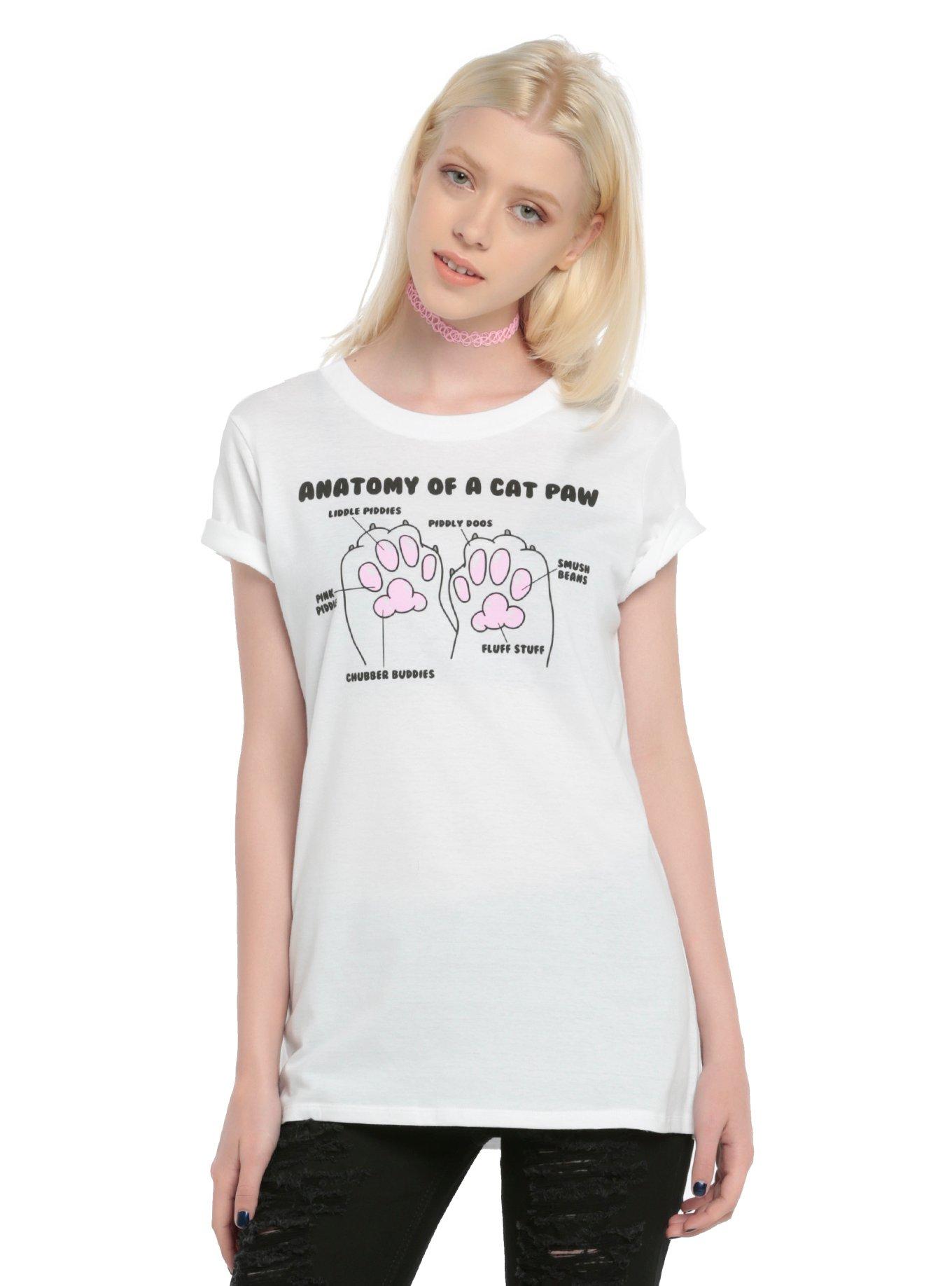 Anatomy Of A Cat Paw Girls T-Shirt, WHITE, hi-res