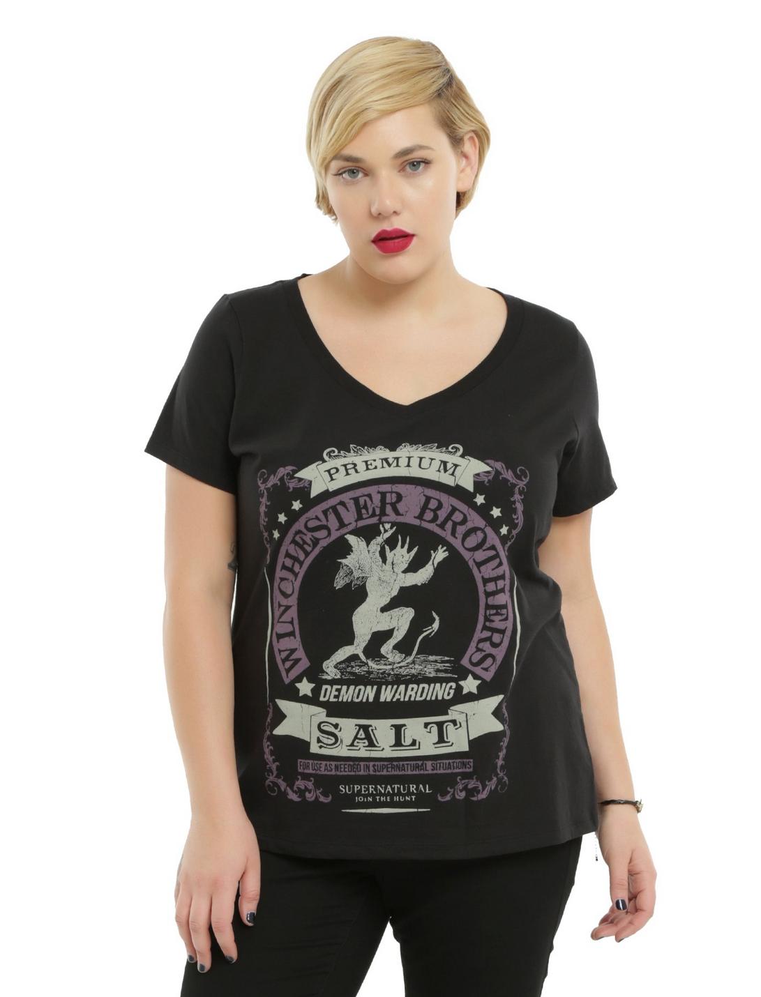Supernatural Winchester Brothers Salt Girls T-Shirt Plus Size, BLACK, hi-res