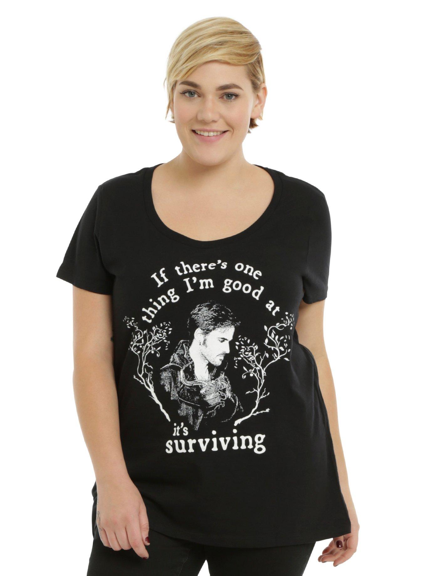 Once Upon A Time Captain Hook Surviving Girls T-Shirt Plus Size, BLACK, hi-res