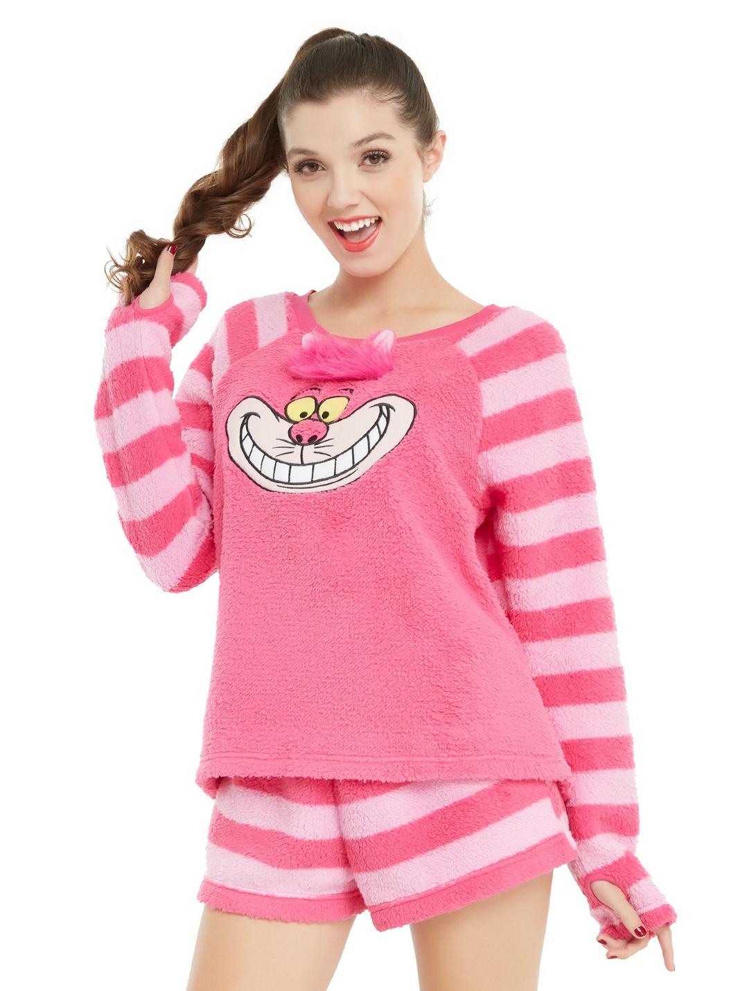 Disney Alice In Wonderland Cheshire Cat Fuzzy Girls Short Sleep Set, PINK, hi-res