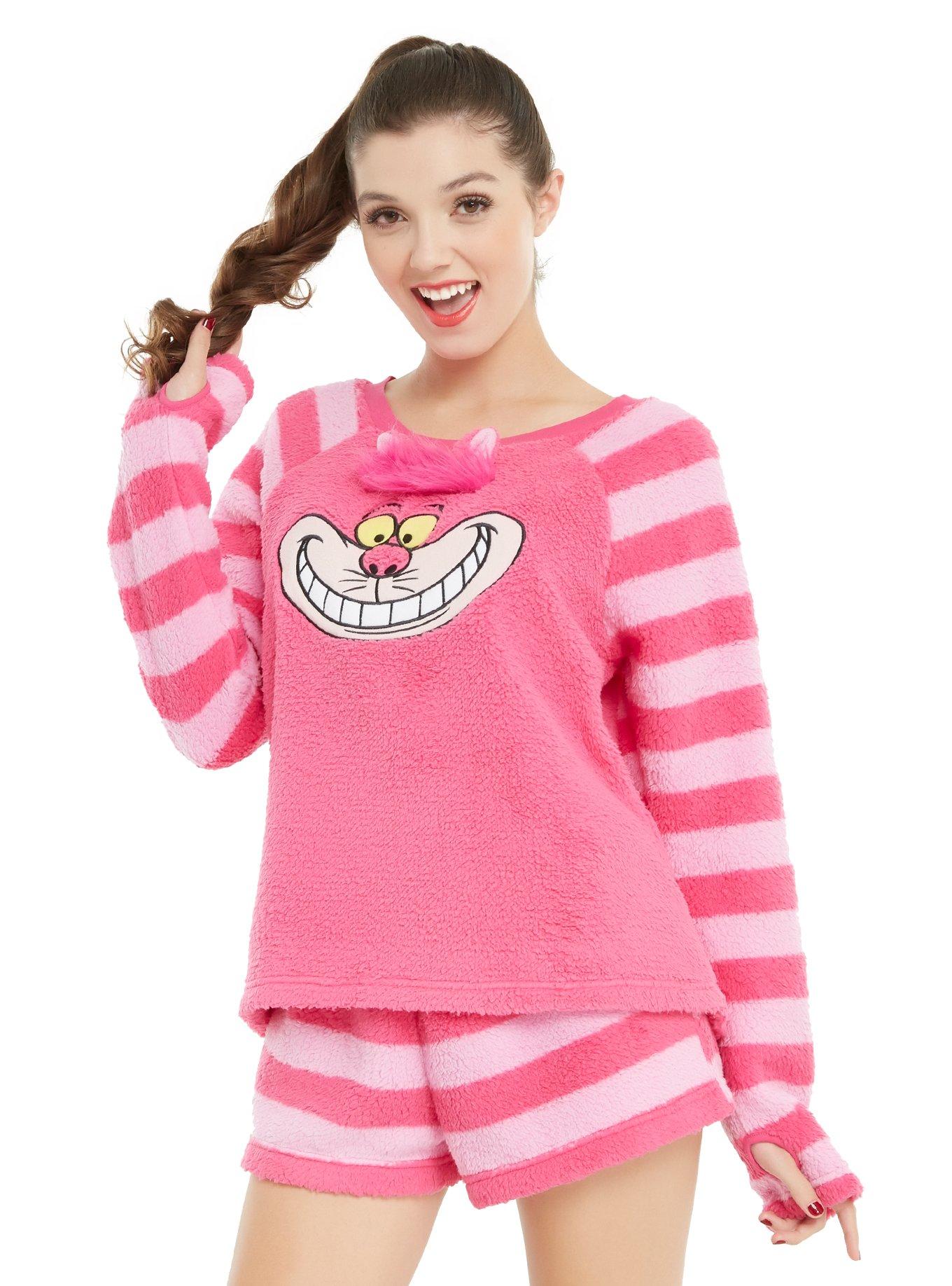 Disney Alice In Wonderland Cheshire Cat Fuzzy Girls Short Sleep Set, PINK, hi-res