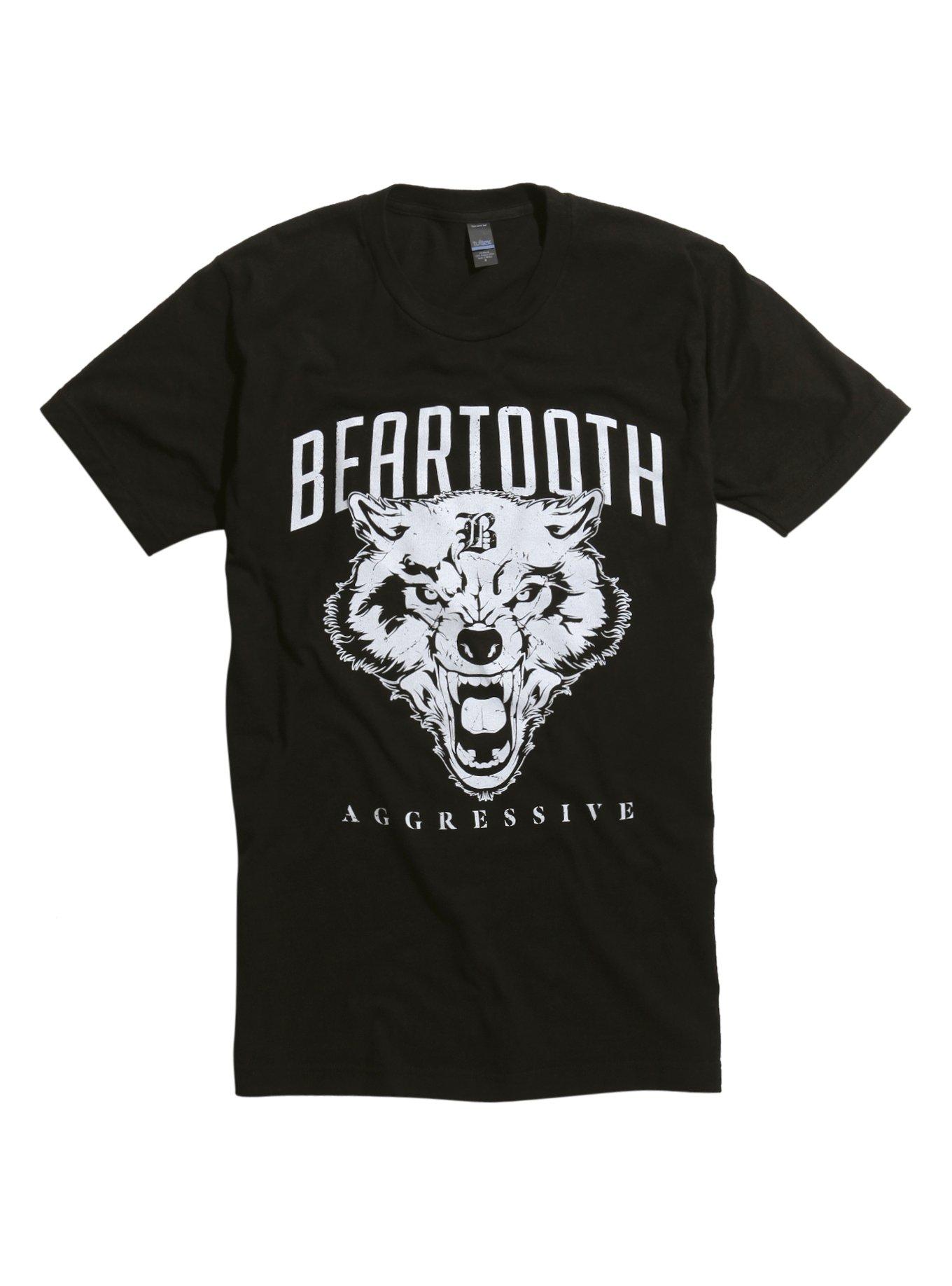 Beartooth Agressive Wolf Logo T-Shirt, BLACK, hi-res