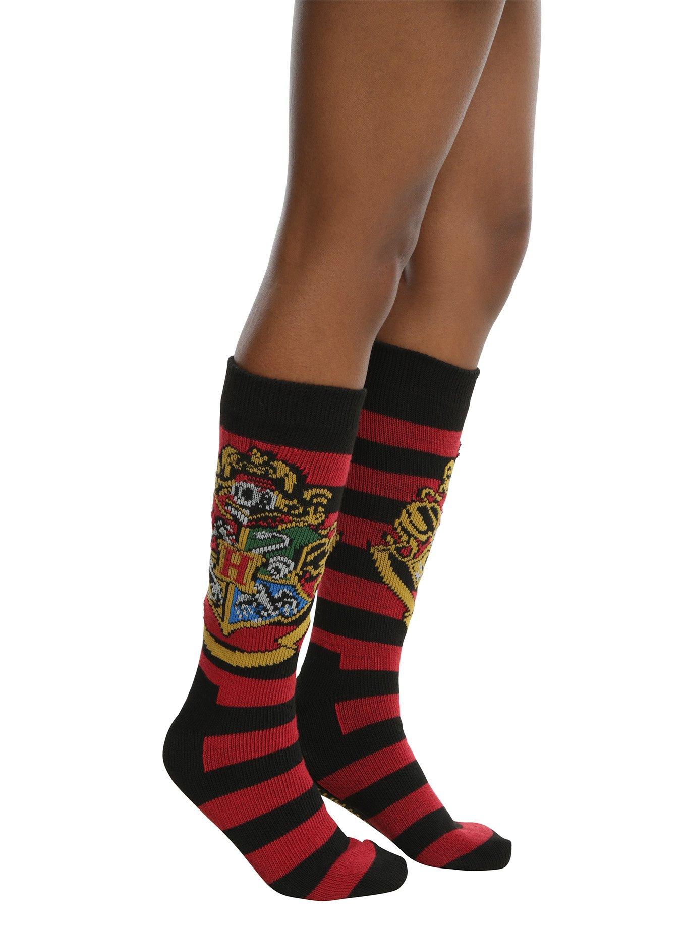 Harry Potter Hogwarts Crest Striped Knee-High Sweater Socks, , hi-res