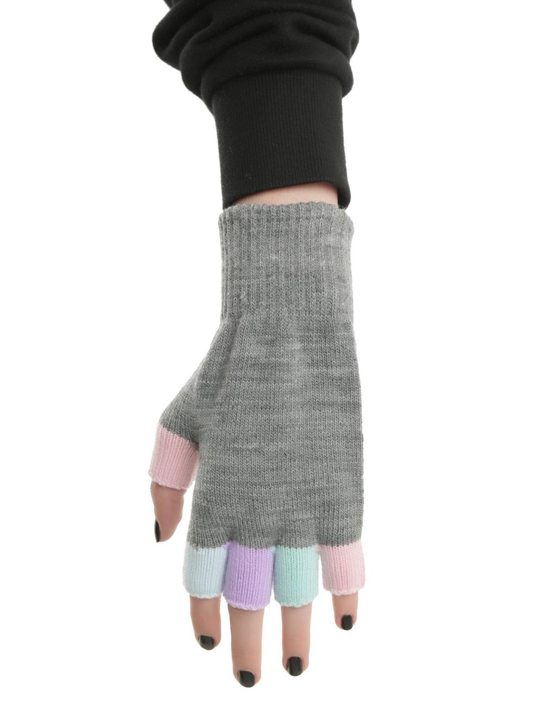 Pastel & Grey Multi-Colored Fingerless Gloves, , hi-res