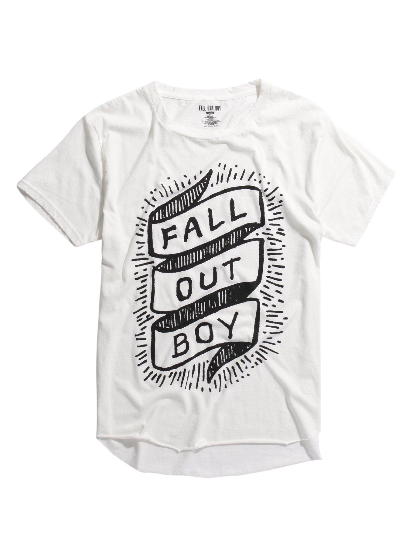 Fall Out Boy Banner Logo Raw Edge Tri-Blend T-Shirt, WHITE, hi-res
