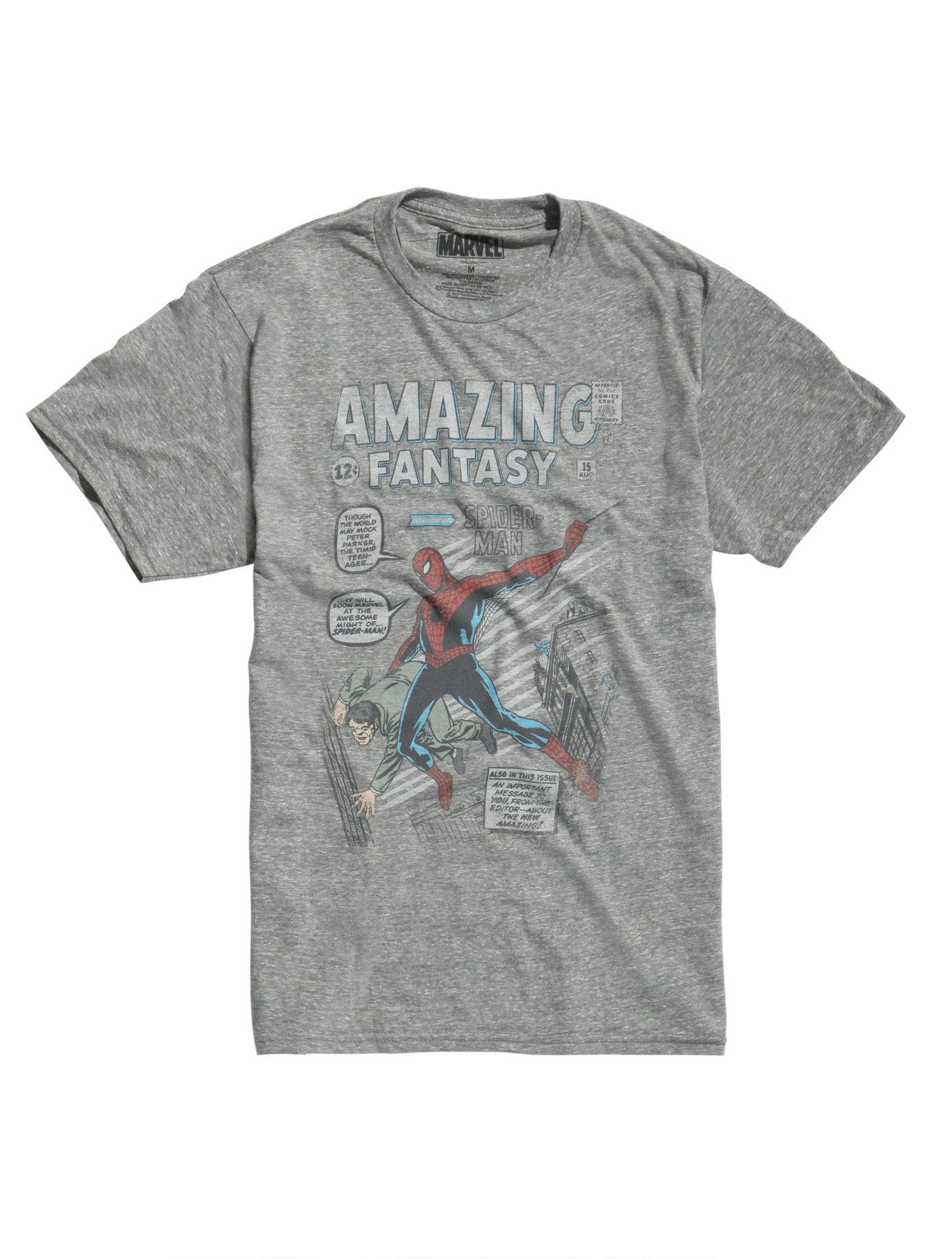 Marvel Spider-Man Amazing Fantasy #15 (1962) Comic Cover T-Shirt, GREY, hi-res