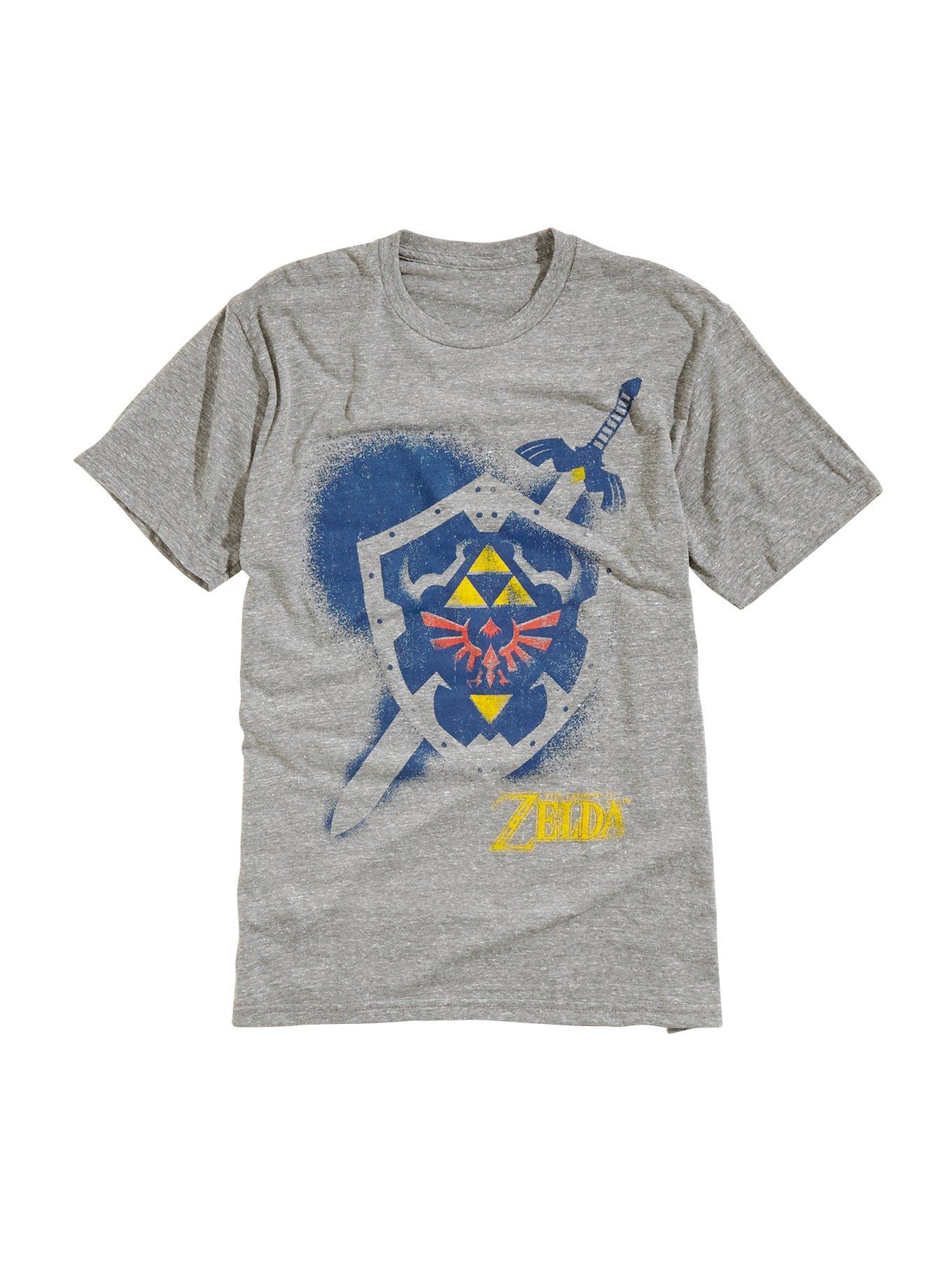 The Legend Of Zelda Shield & Sword Tri-Blend T-Shirt, GREY, hi-res