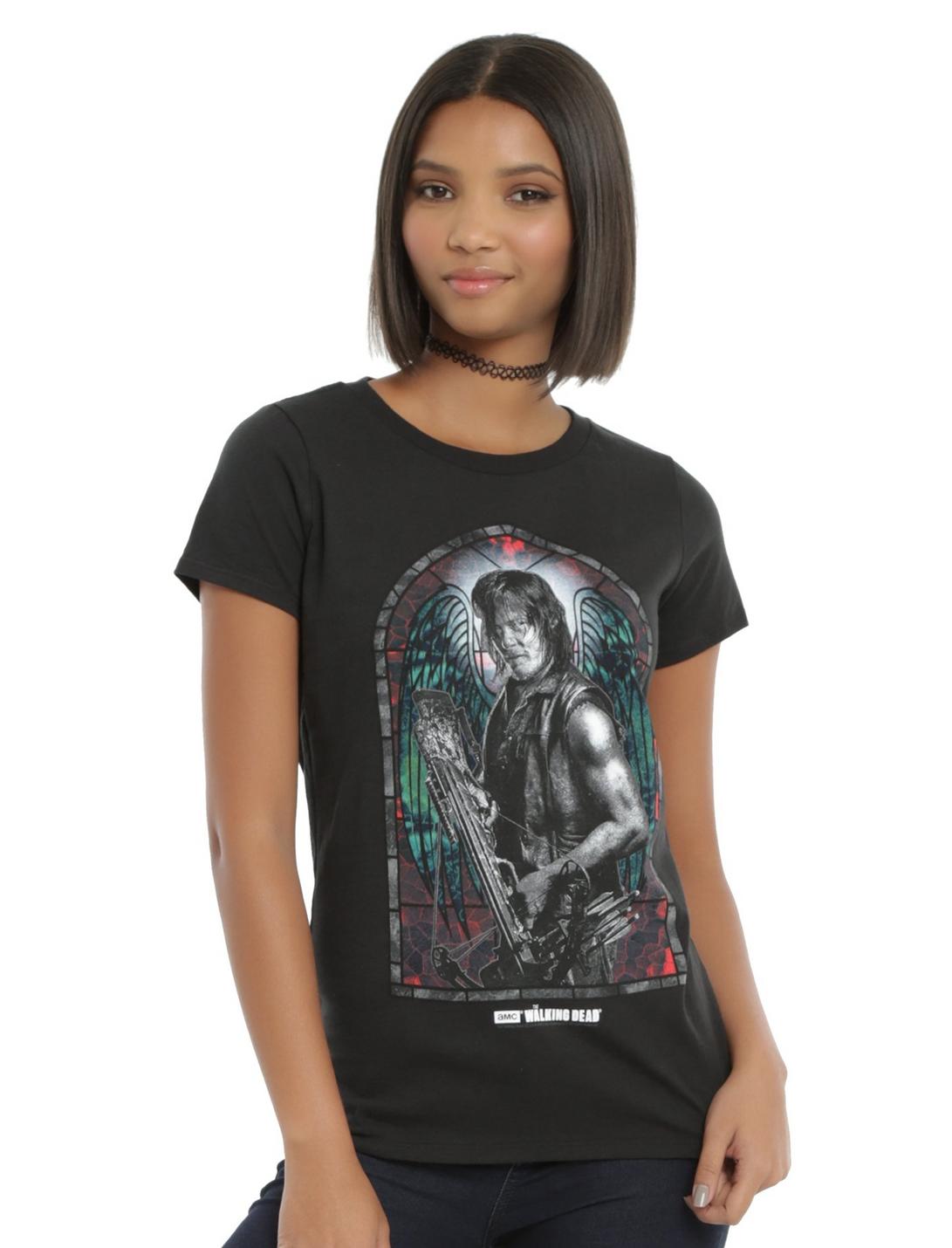 The Walking Dead Daryl Stained Glass Girls T-Shirt, BLACK, hi-res