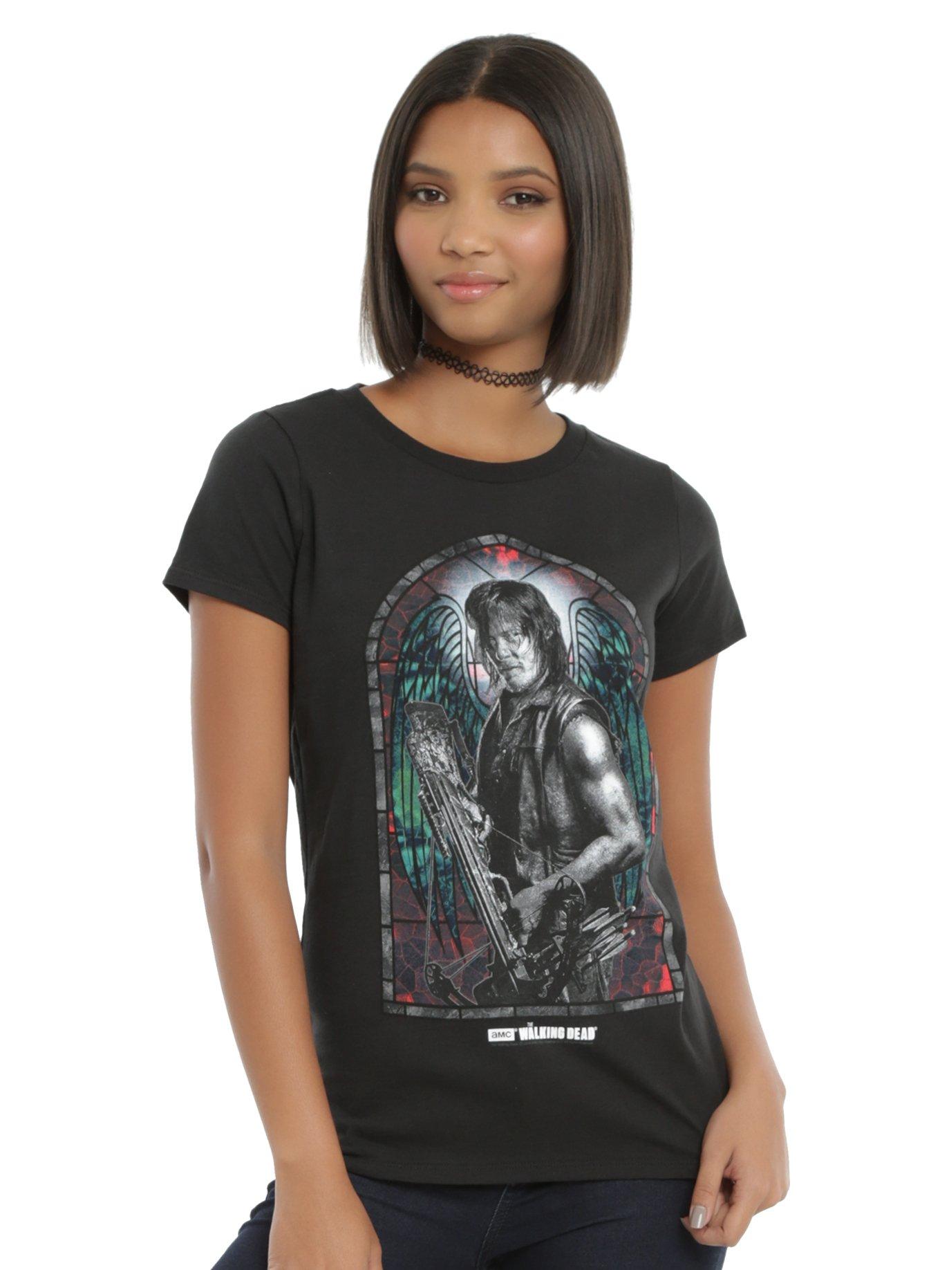 The Walking Dead Daryl Stained Glass Girls T-Shirt, BLACK, hi-res