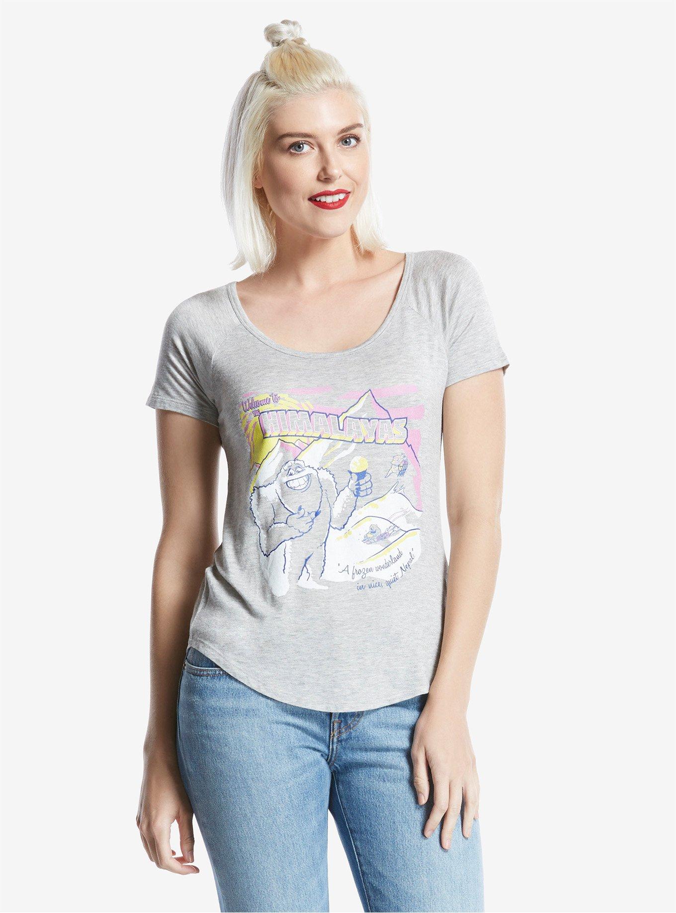 Disney Pixar Monsters Inc. &ldquo;Himalayas Souvenir&rdquo; By Threadless Artist Alex Rocky Ferrer Womens Tee, HEATHER GREY, hi-res